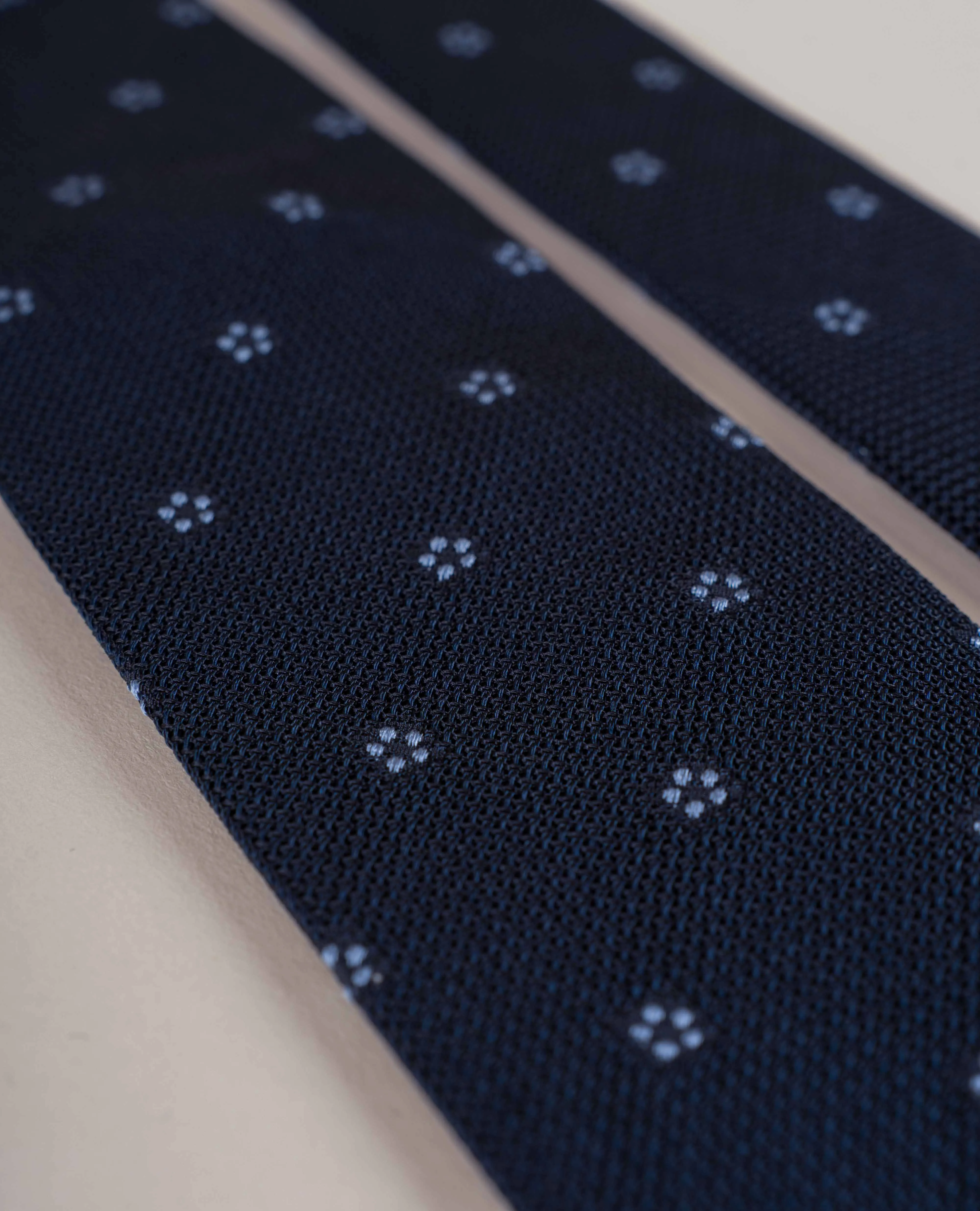 Original Grenadine Silk Tie - Navy Blue with Light Blue Flowers sold by Paolo Albizzati product image thumbnail 5