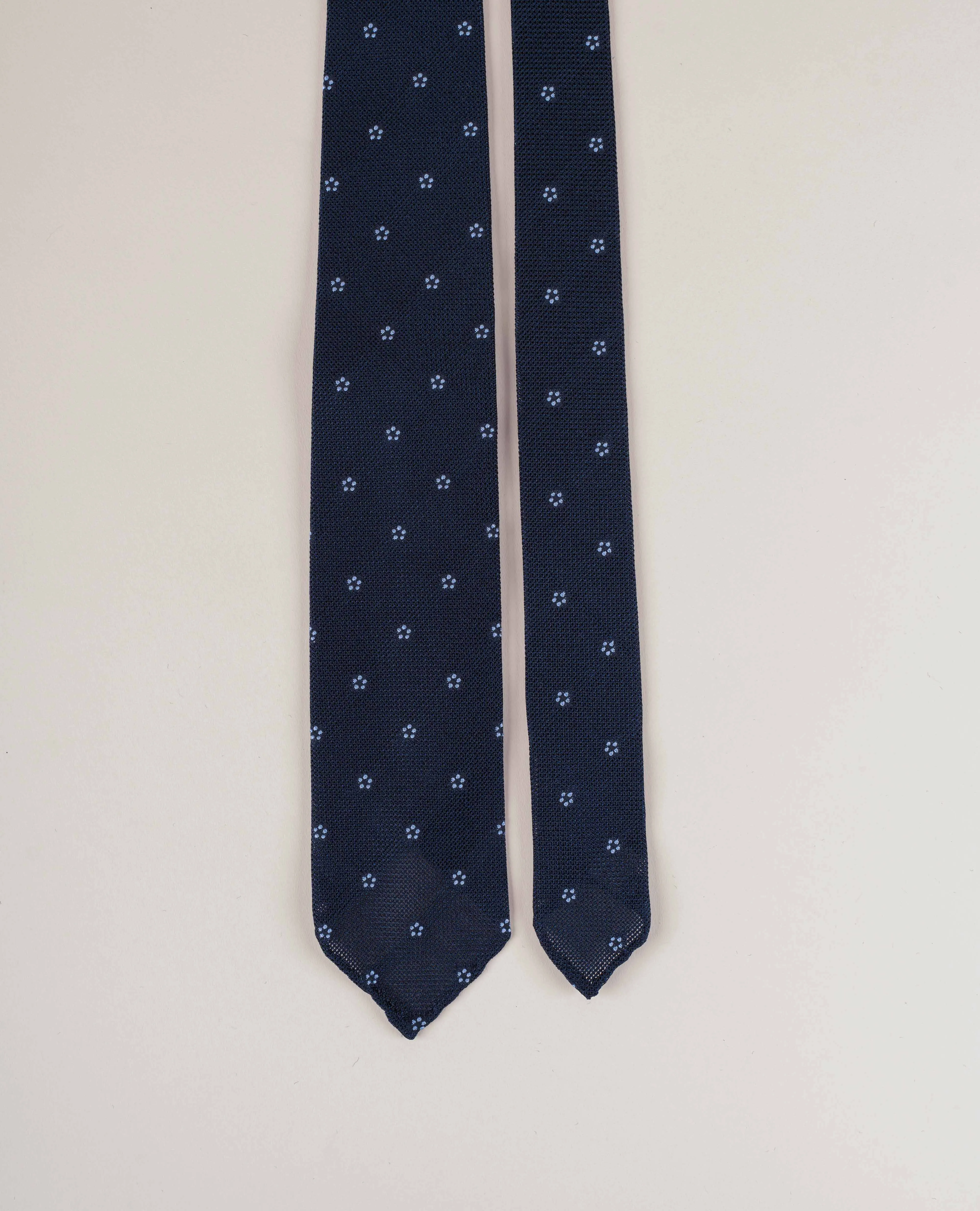Original Grenadine Silk Tie - Navy Blue with Light Blue Flowers sold by Paolo Albizzati product image thumbnail 2