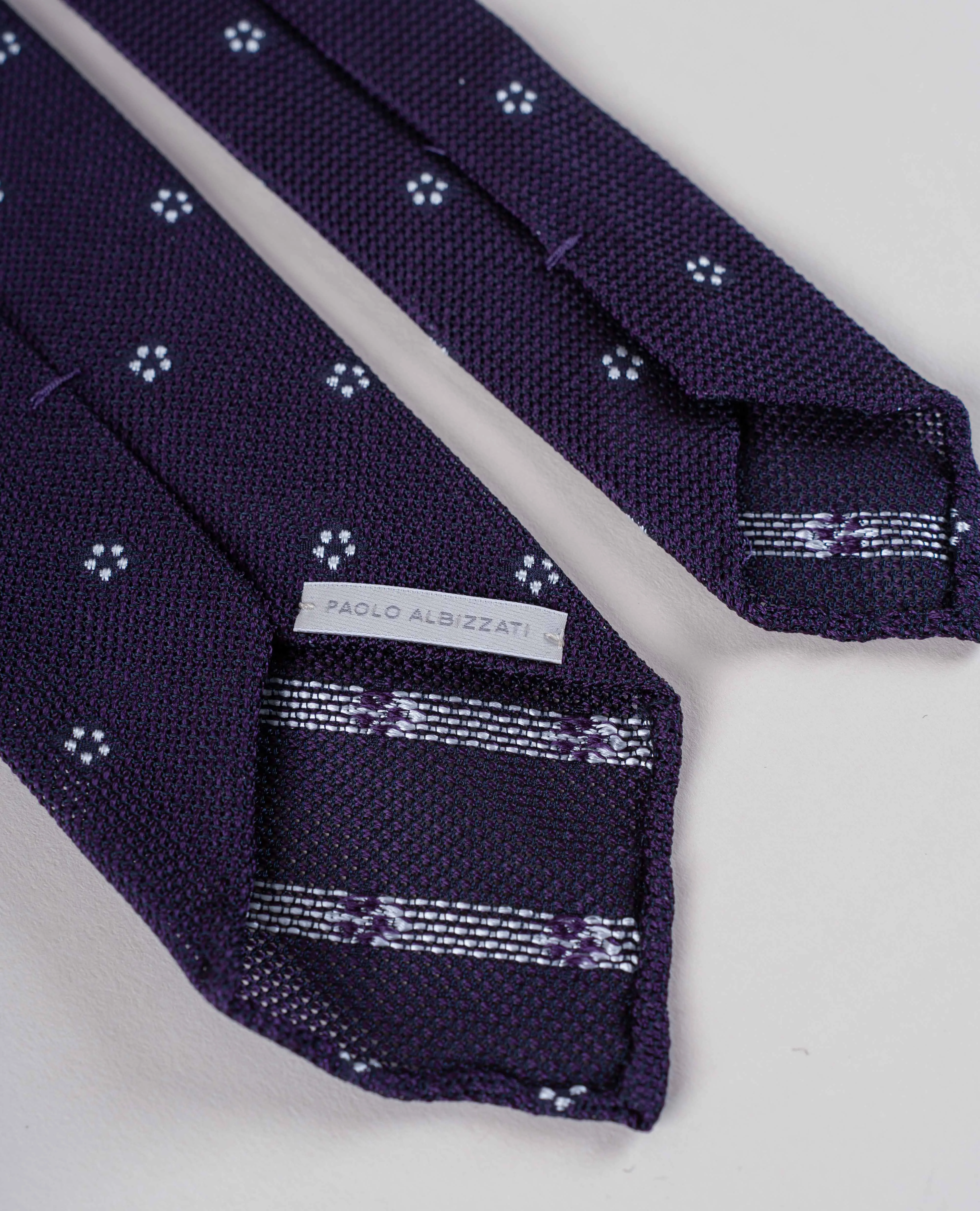 Original Grenadine Silk Tie - Purple with White Flowers sold by Paolo Albizzati product image thumbnail 5