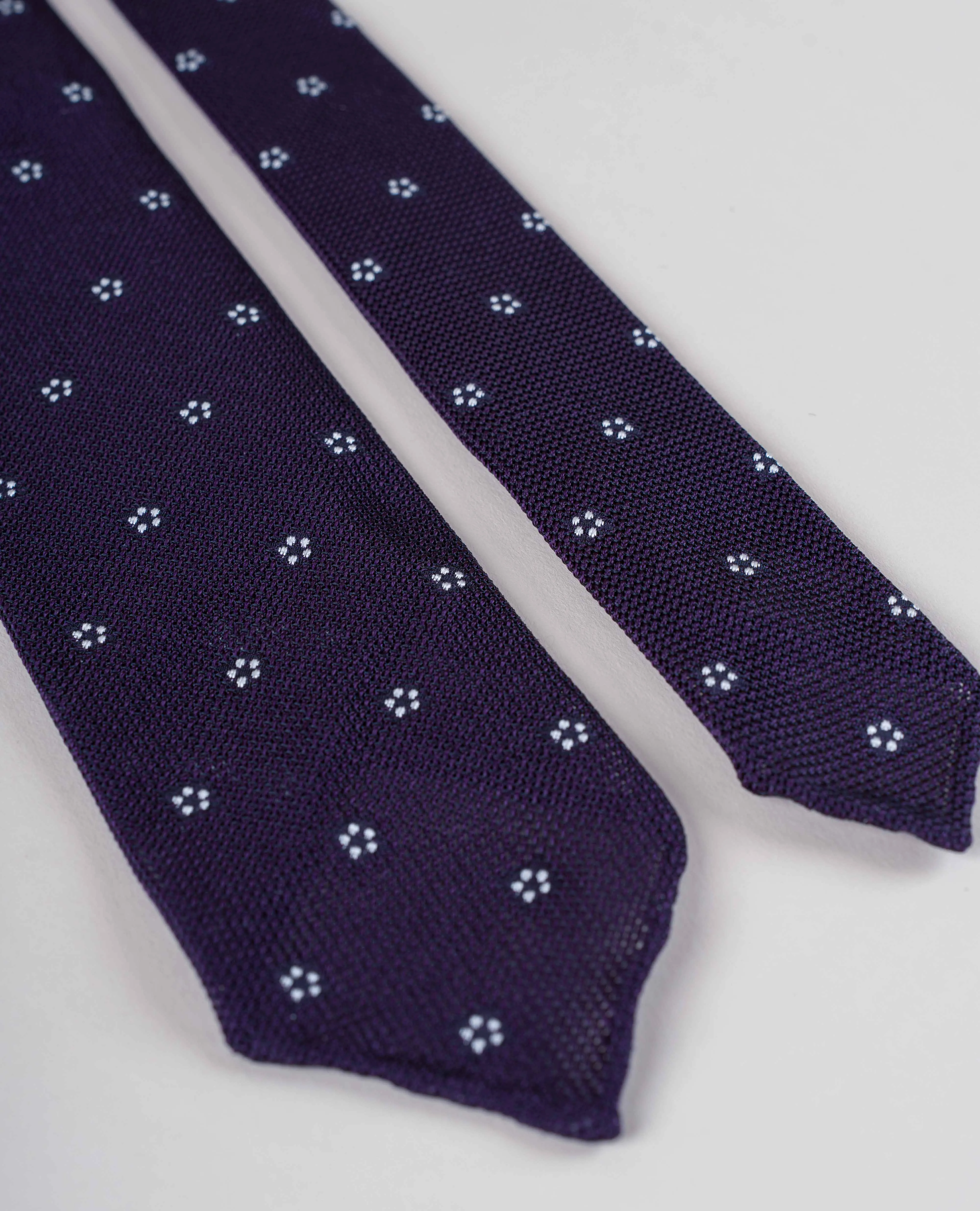 Original Grenadine Silk Tie - Purple with White Flowers sold by Paolo Albizzati product image thumbnail 3