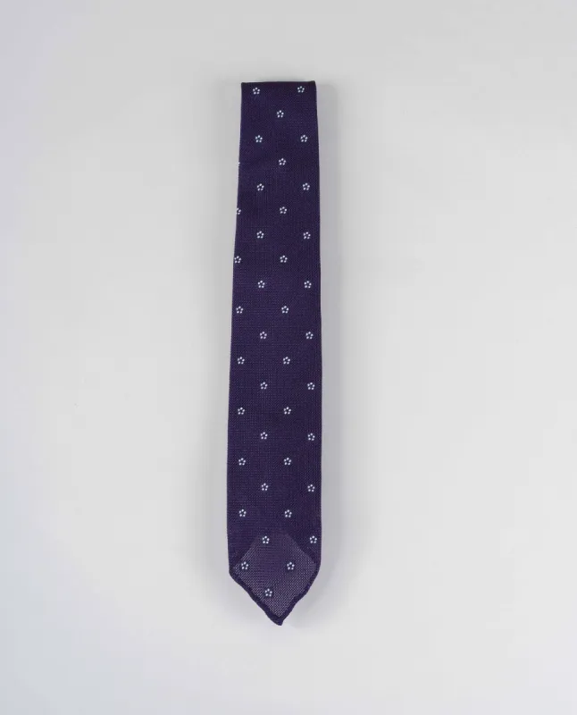 Original Grenadine Silk Tie - Purple with White Flowers sold by Paolo Albizzati