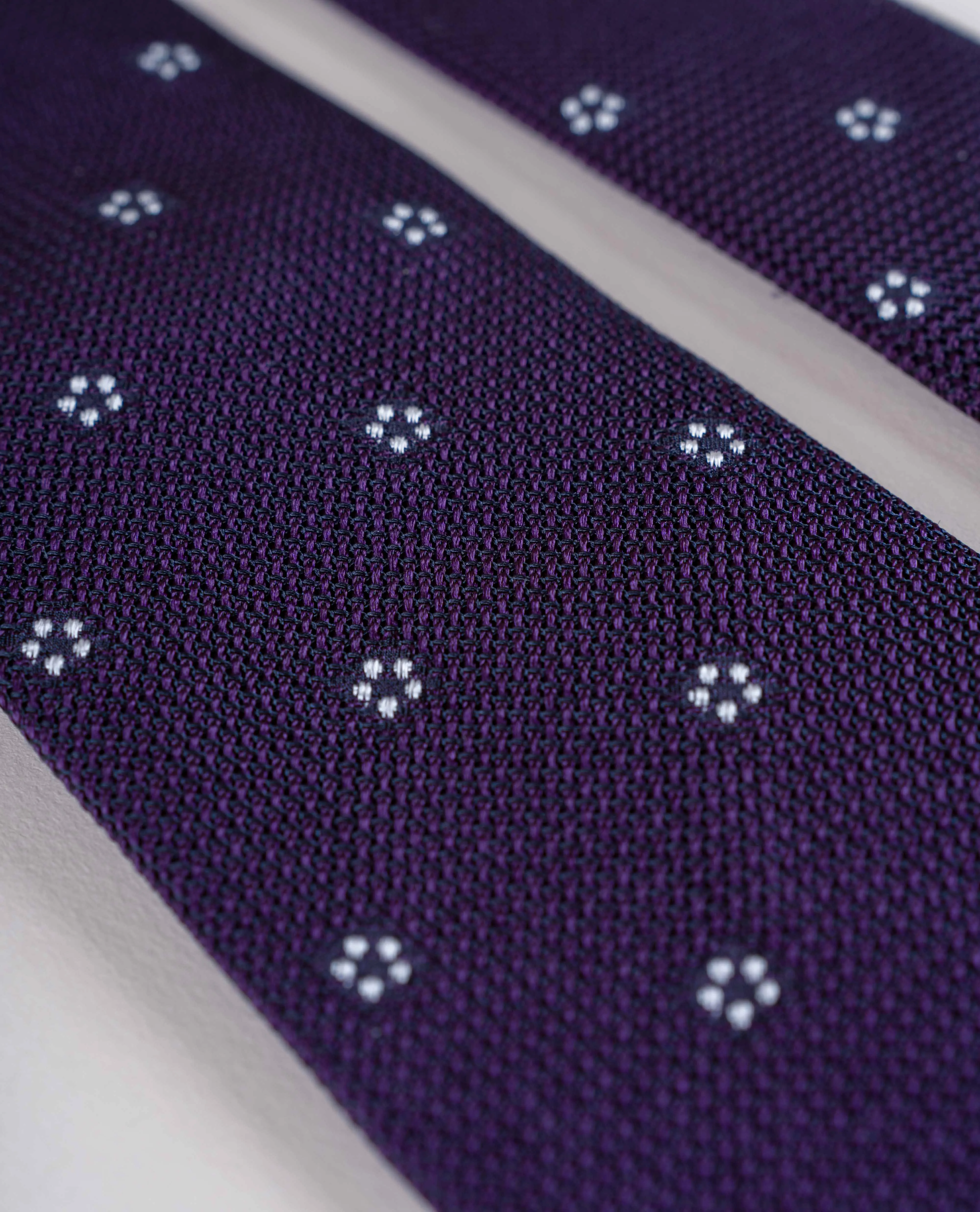 Original Grenadine Silk Tie - Purple with White Flowers sold by Paolo Albizzati product image thumbnail 4