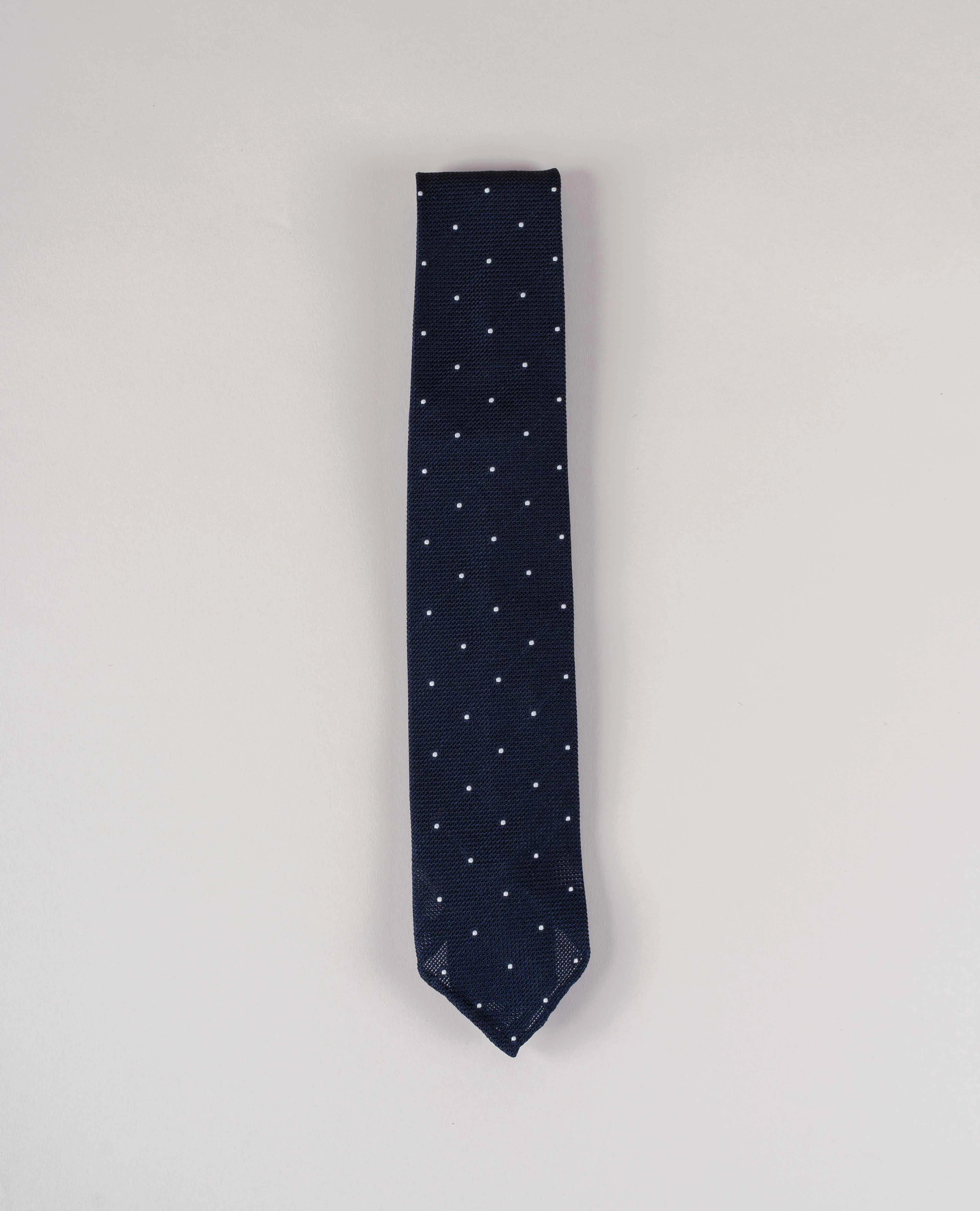 Original Grenadine Silk Tie - Navy with White Dots sold by Paolo Albizzati