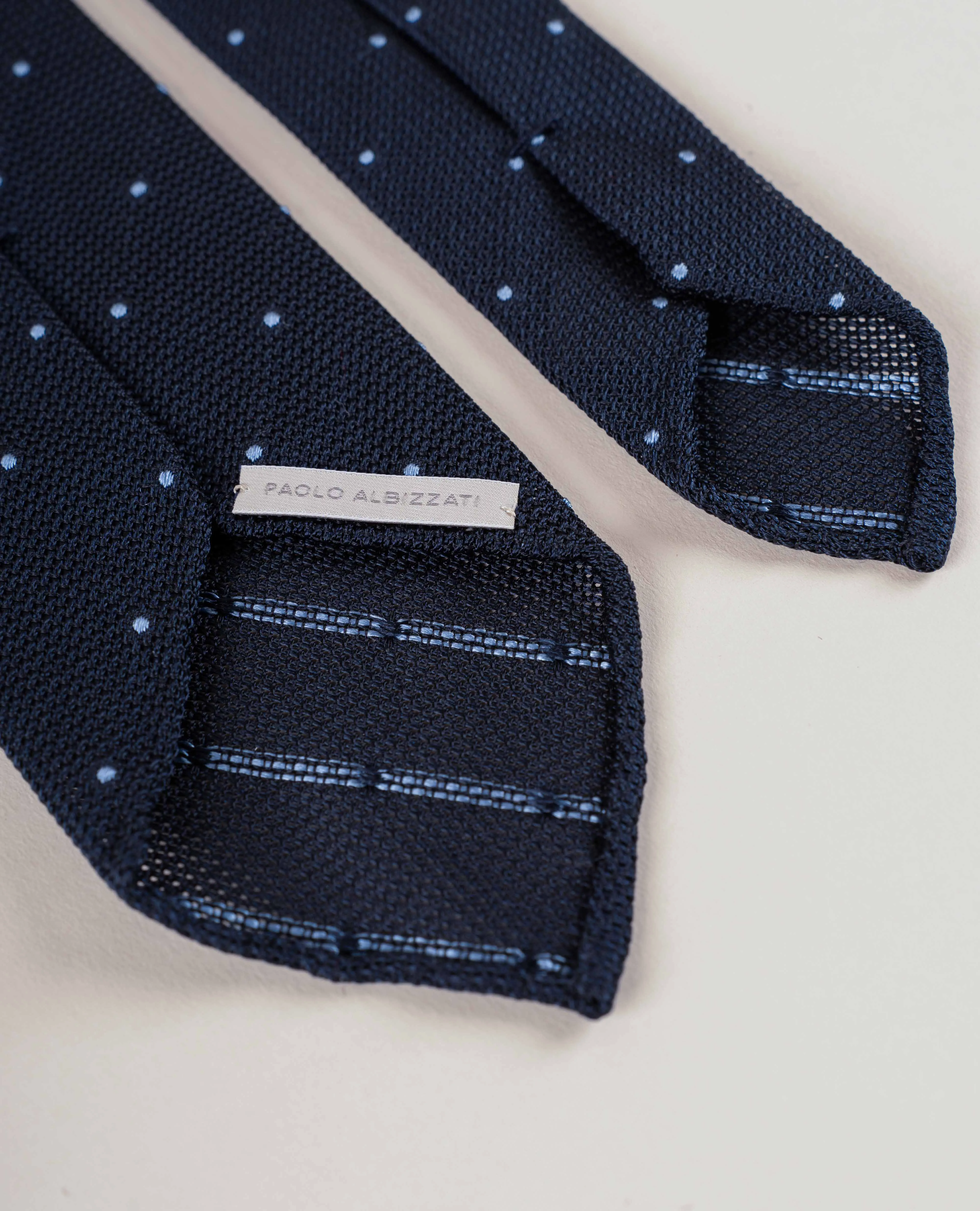Original Grenadine Silk Tie - Navy with Light Blue Dots sold by Paolo Albizzati product image thumbnail 5