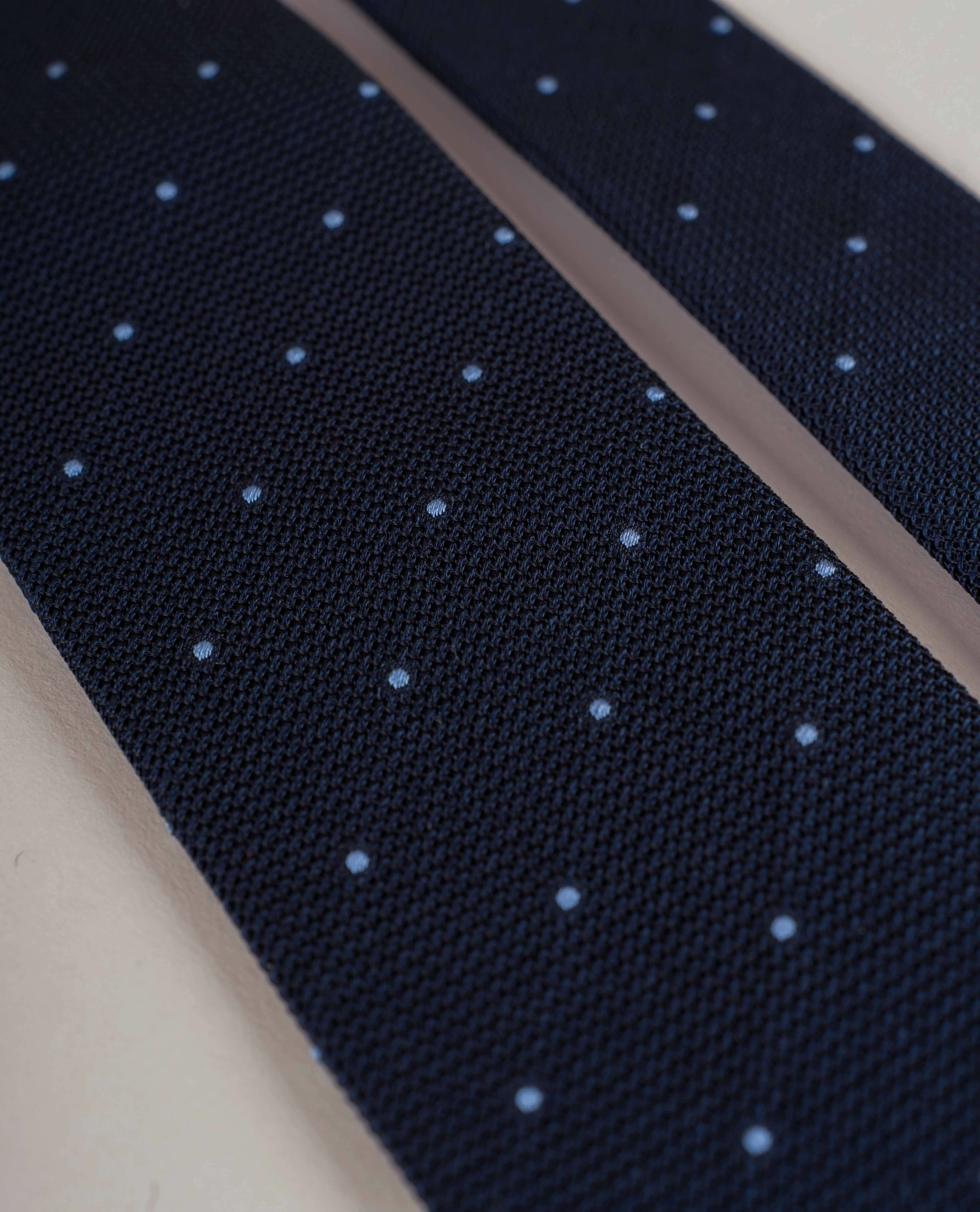 Original Grenadine Silk Tie - Navy with Light Blue Dots sold by Paolo Albizzati product image thumbnail 4
