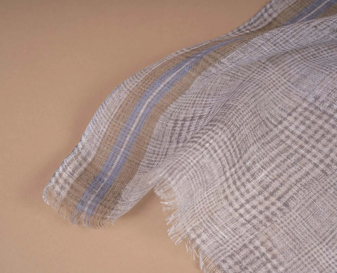 Linen Scarf - Grey Glen Plaid Check Print sold by Paolo Albizzati product image thumbnail 5