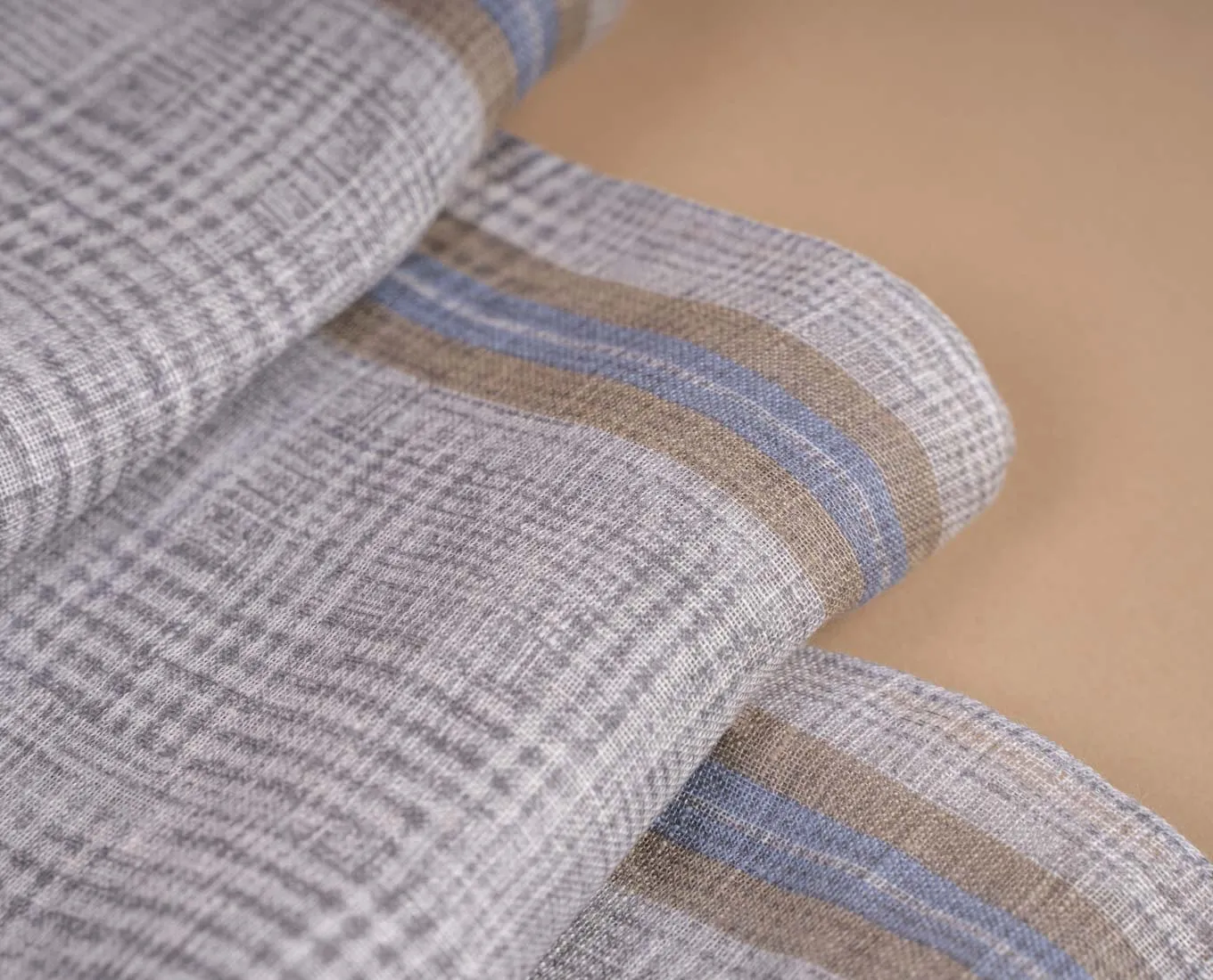 Linen Scarf - Grey Glen Plaid Check Print sold by Paolo Albizzati product image thumbnail 2