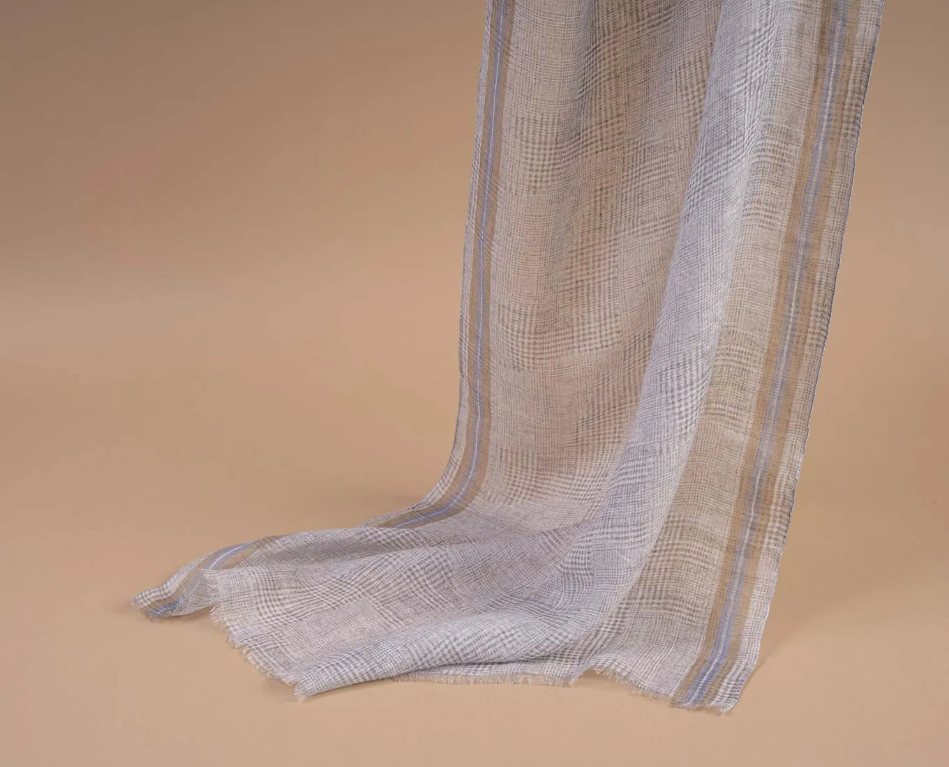 Linen Scarf - Grey Glen Plaid Check Print sold by Paolo Albizzati product image thumbnail 4