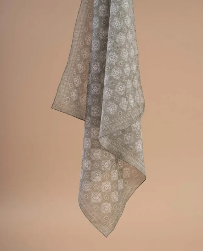 Bandana Scarf - Military Green Medallion Print Cotton sold by Paolo Albizzati