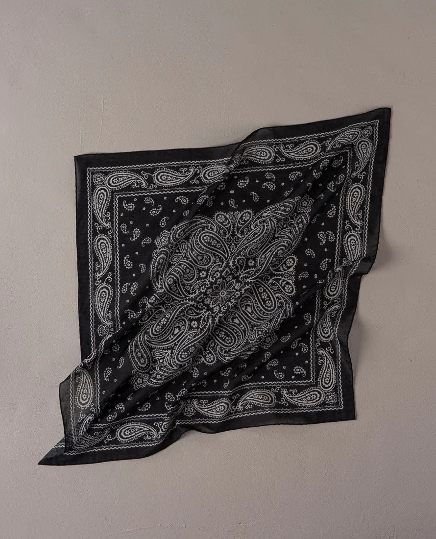 Bandana Scarf - Black Paisley Print Cotton sold by Paolo Albizzati