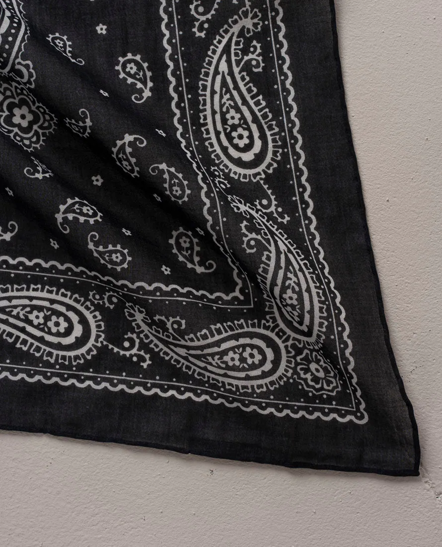 Bandana Scarf - Black Paisley Print Cotton sold by Paolo Albizzati product image thumbnail 2