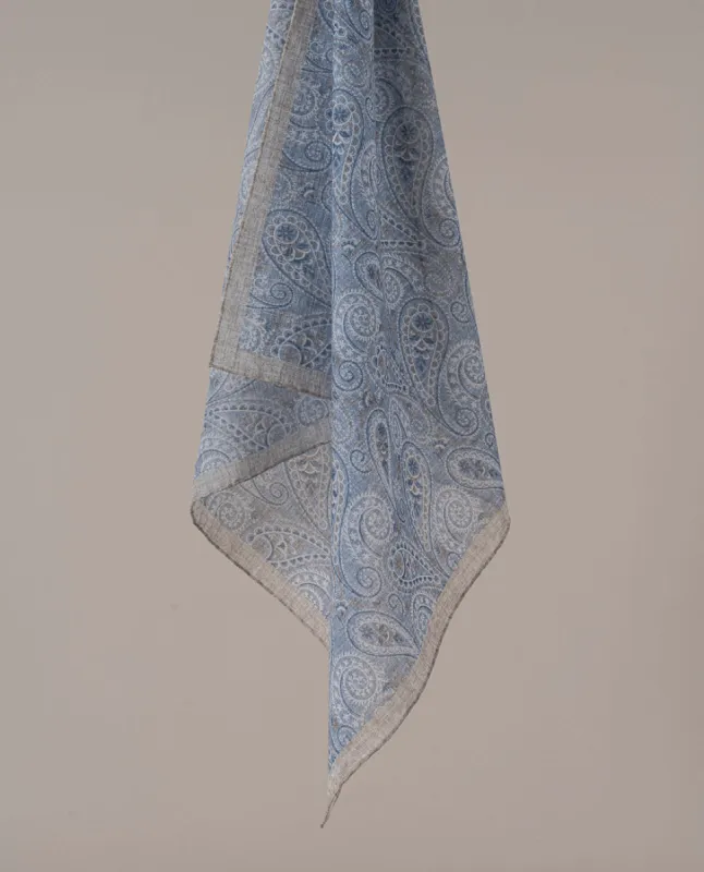 Bandana Scarf - Light Blue Paisley Print Cotton sold by Paolo Albizzati