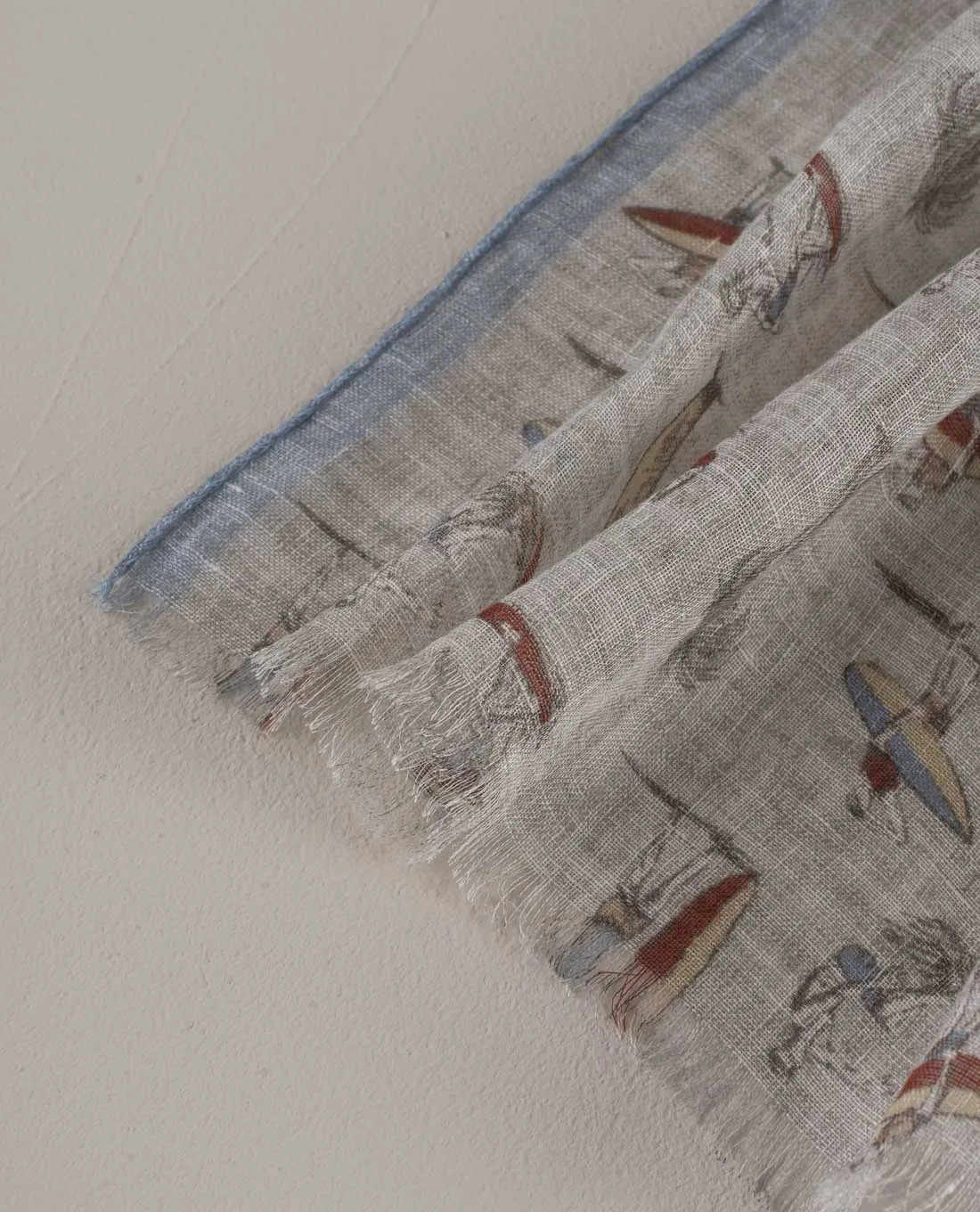 Linen Scarf - Beige Surfing Motif sold by Paolo Albizzati product image thumbnail 3