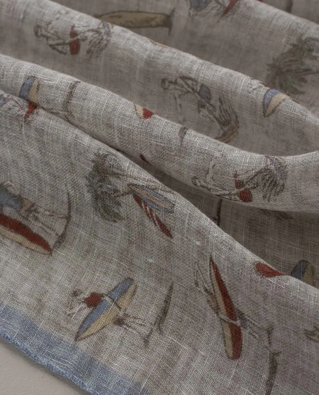 Linen Scarf - Beige Surfing Motif sold by Paolo Albizzati product image thumbnail 5