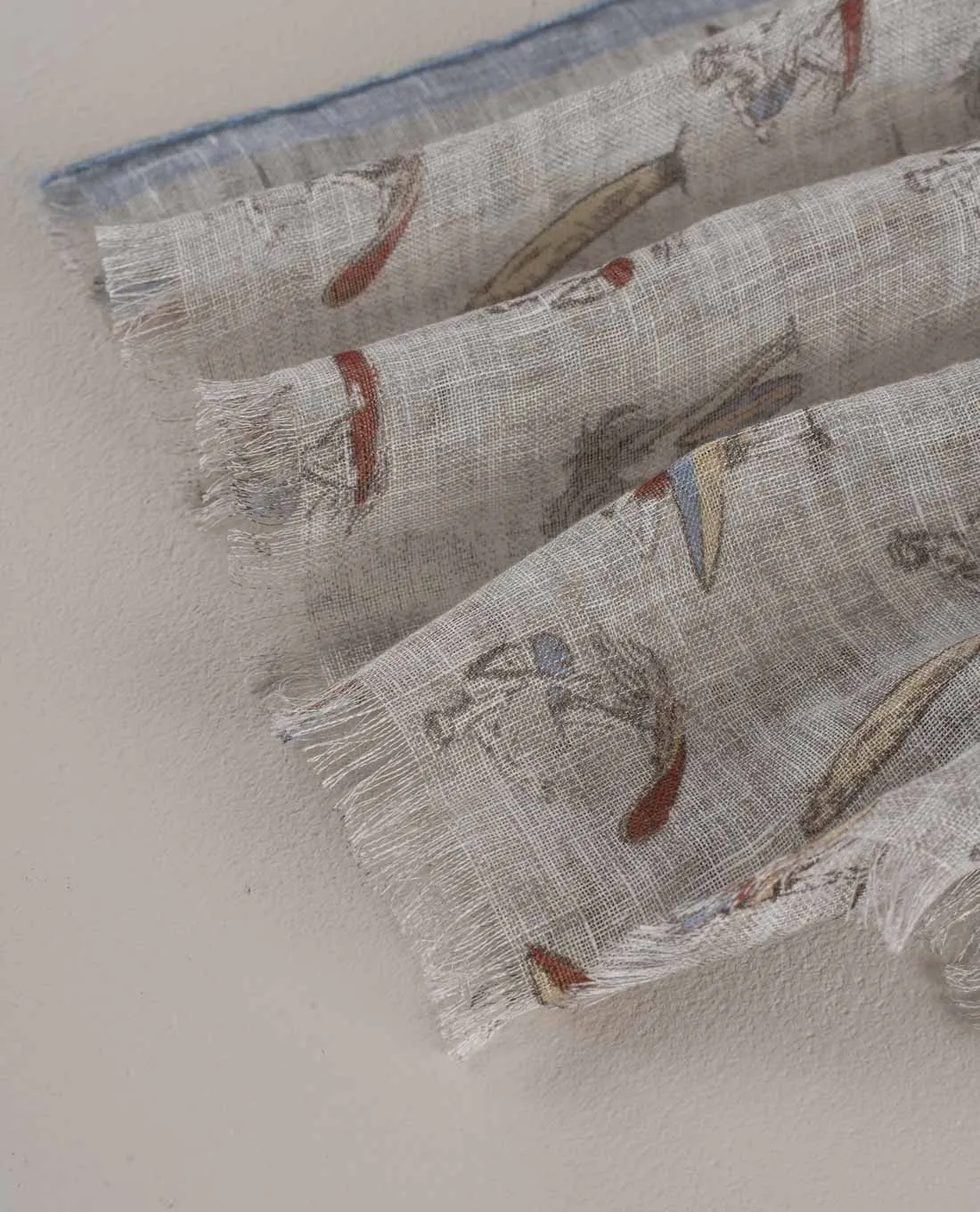 Linen Scarf - Beige Surfing Motif sold by Paolo Albizzati product image thumbnail 4