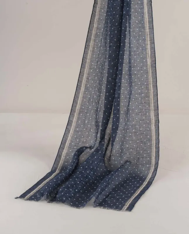 Linen Scarf - Navy Blue Dotted Motif sold by Paolo Albizzati