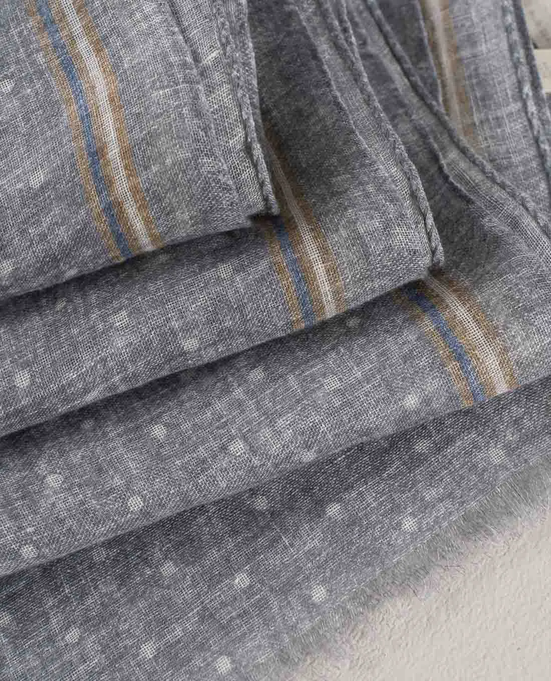 Linen Scarf - Grey Dotted sold by Paolo Albizzati product image thumbnail 2