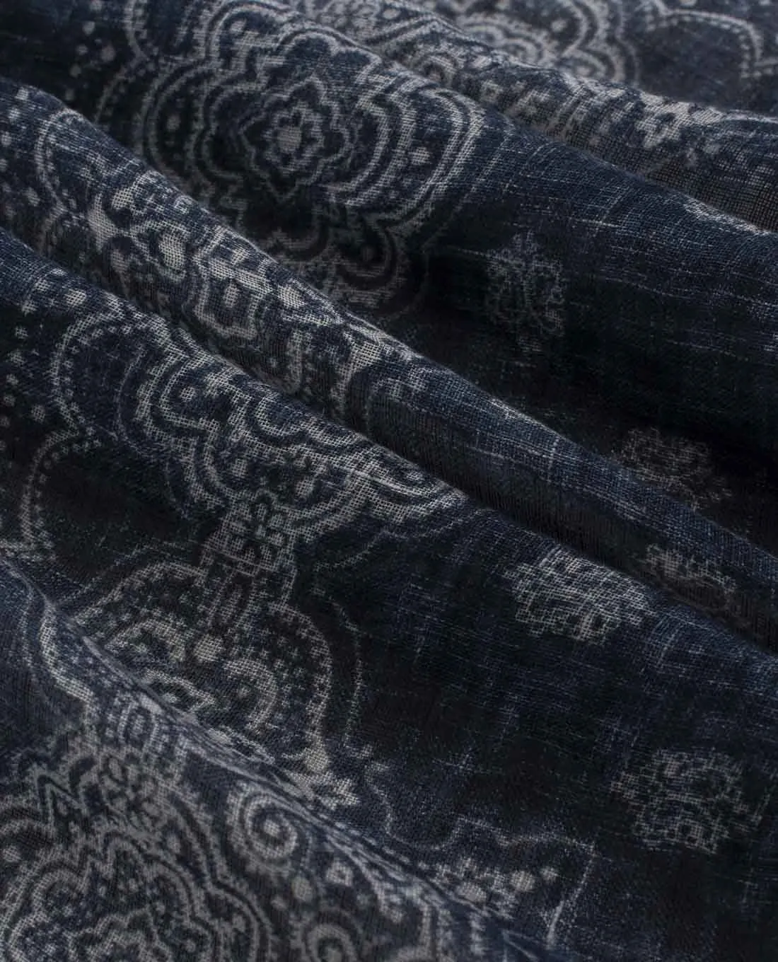 Linen Scarf - Navy Blue Classic Medallion Print sold by Paolo Albizzati product image thumbnail 5