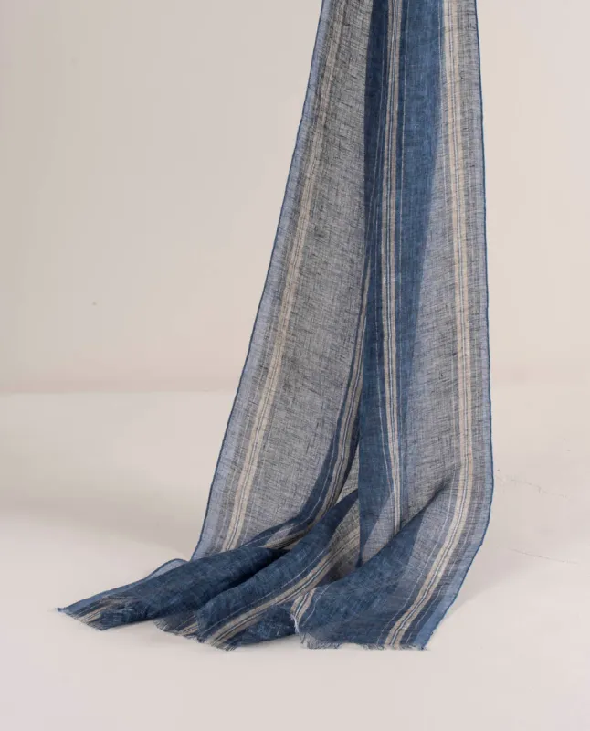 Linen Scarf - Navy Blue Striped sold by Paolo Albizzati