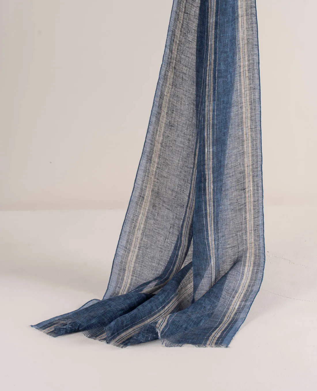 Linen Scarf - Navy Blue Striped sold by Paolo Albizzati