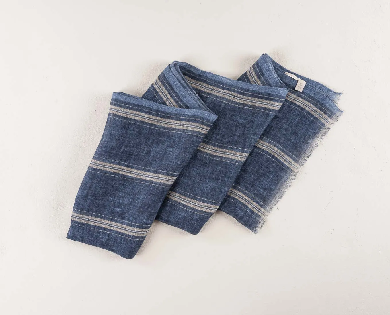 Linen Scarf - Navy Blue Striped sold by Paolo Albizzati product image thumbnail 5