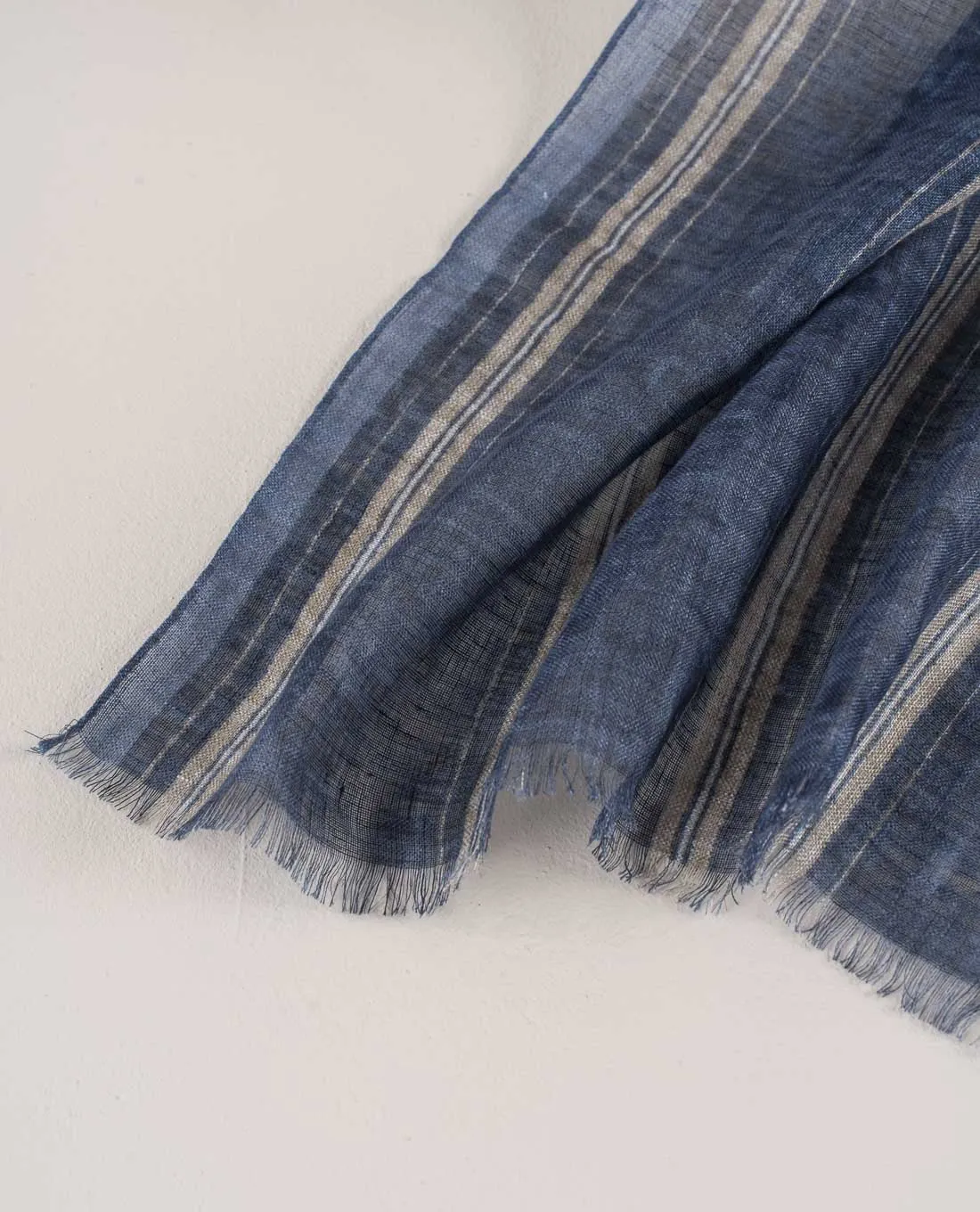 Linen Scarf - Navy Blue Striped sold by Paolo Albizzati product image thumbnail 3