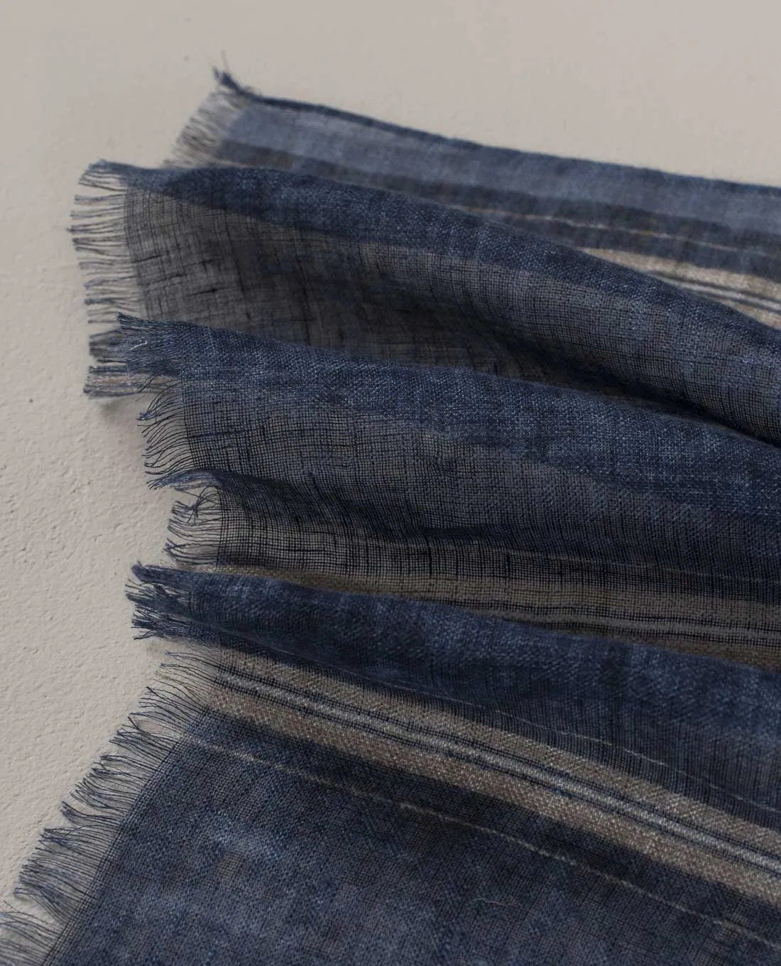Linen Scarf - Navy Blue Striped sold by Paolo Albizzati product image thumbnail 4