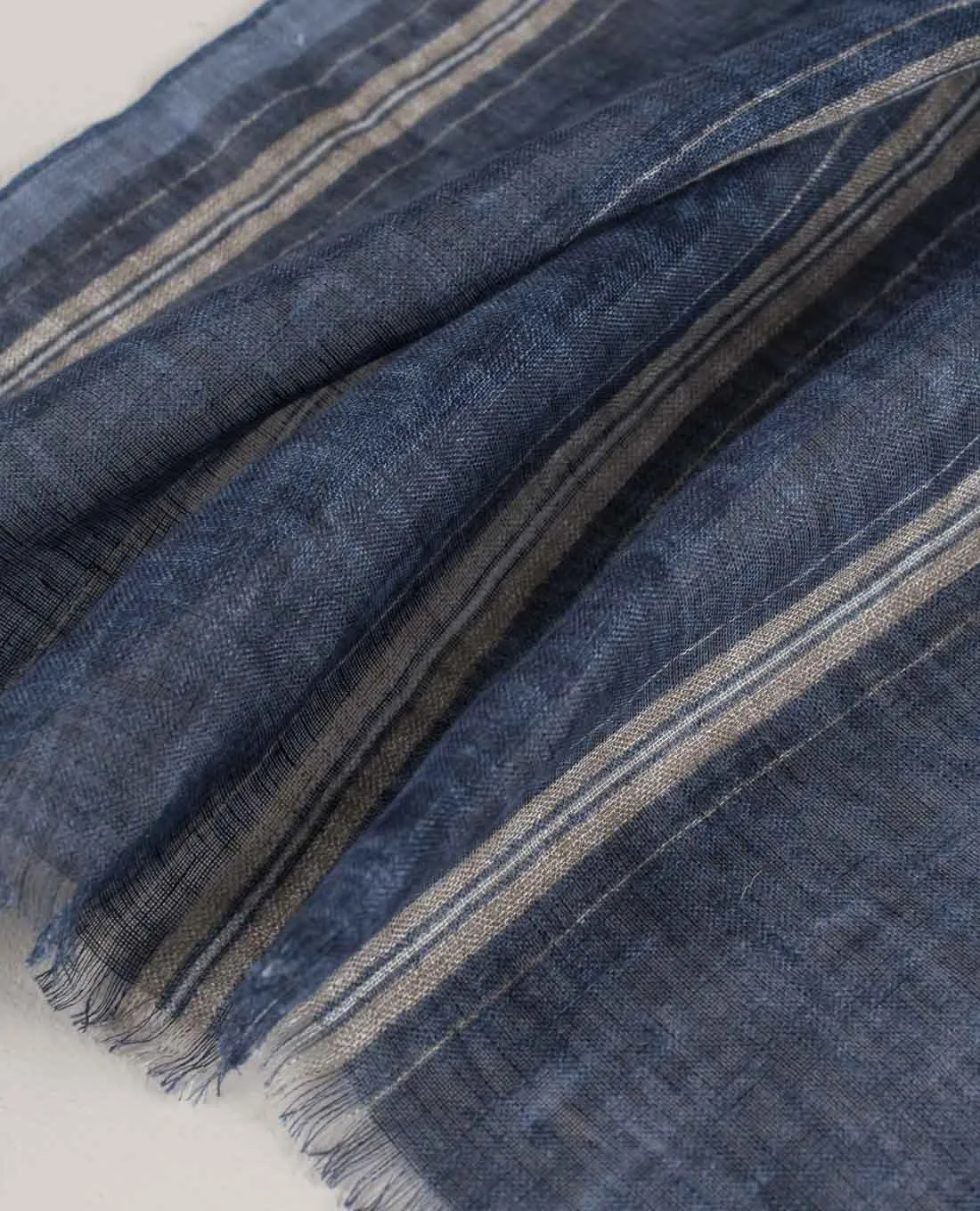 Linen Scarf - Navy Blue Striped sold by Paolo Albizzati product image thumbnail 2