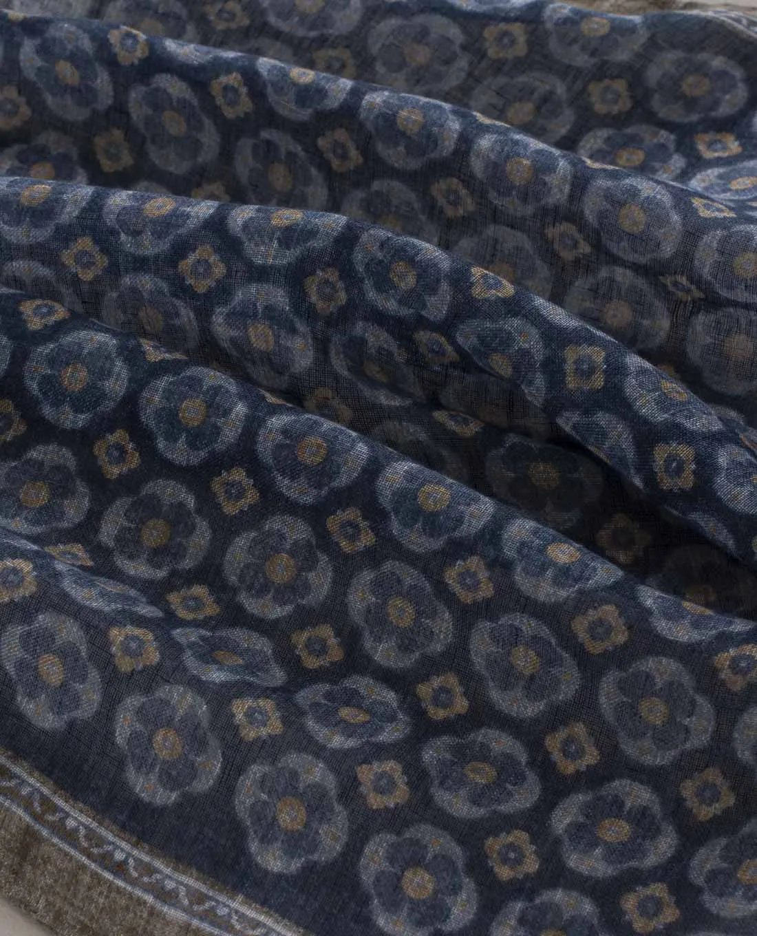 Linen Scarf - Blue Medallion Print sold by Paolo Albizzati product image thumbnail 4