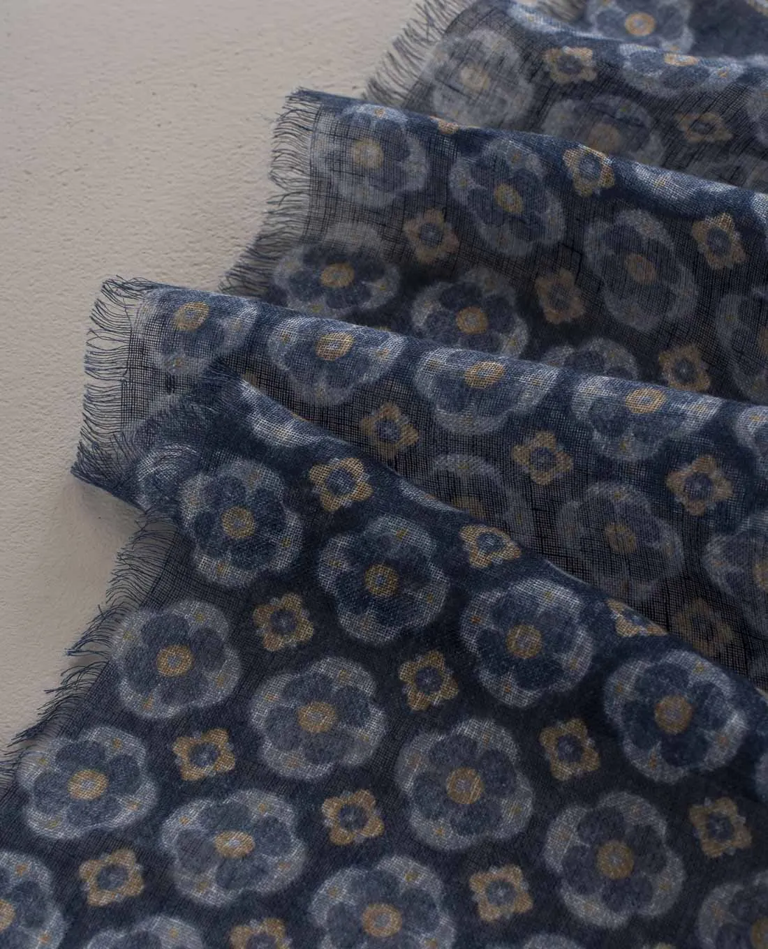 Linen Scarf - Blue Medallion Print sold by Paolo Albizzati product image thumbnail 3