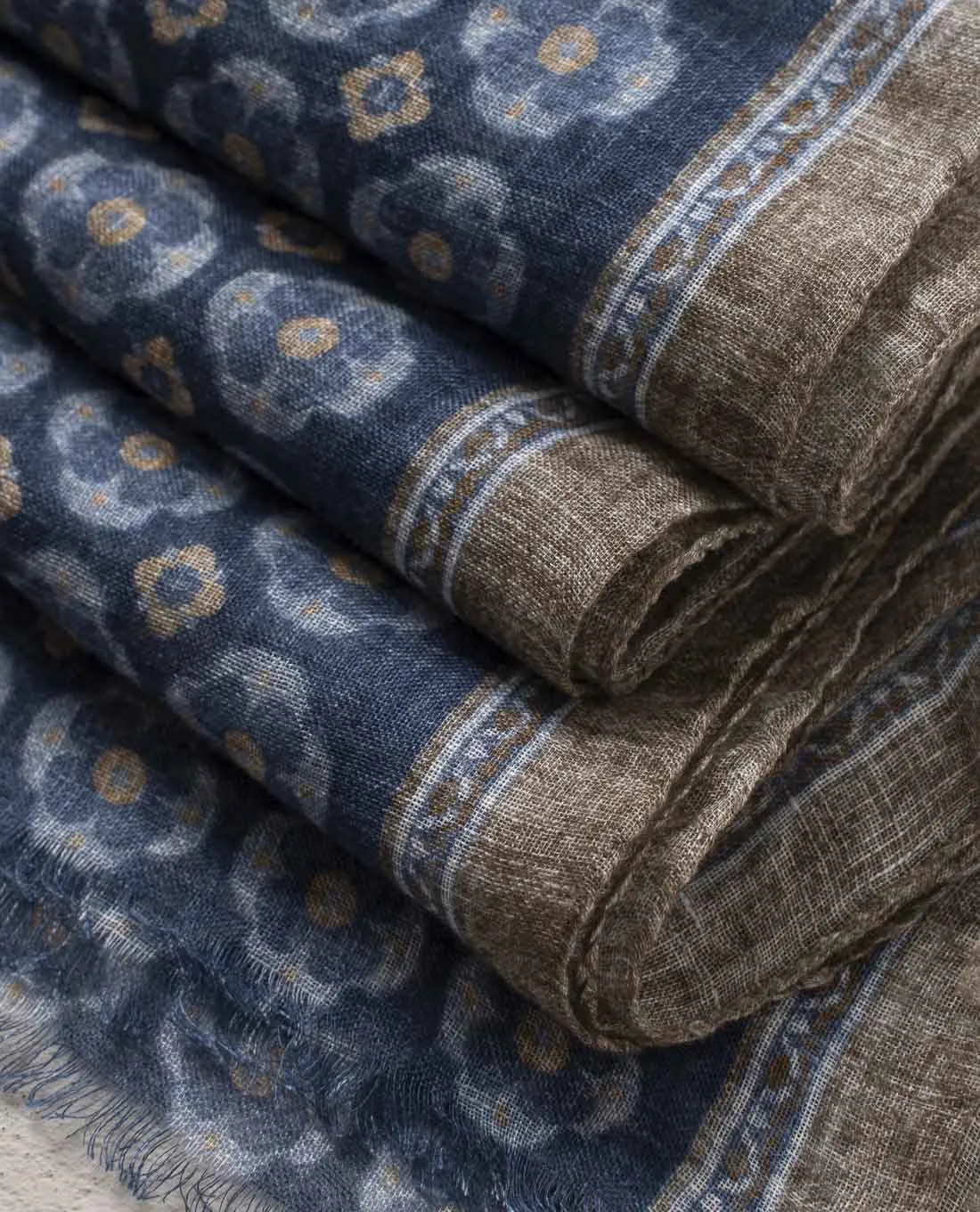 Linen Scarf - Blue Medallion Print sold by Paolo Albizzati product image thumbnail 5