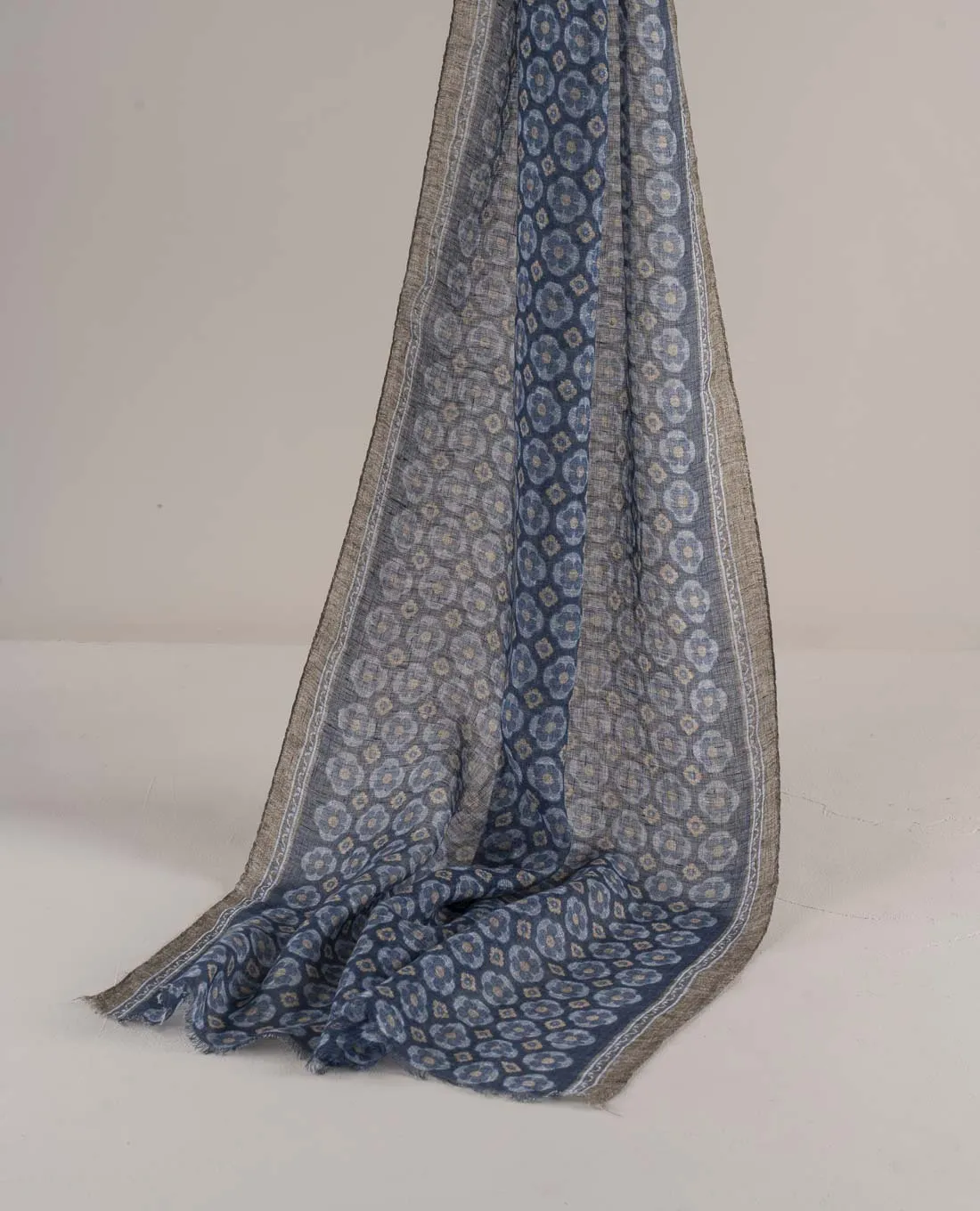 Linen Scarf - Blue Medallion Print sold by Paolo Albizzati