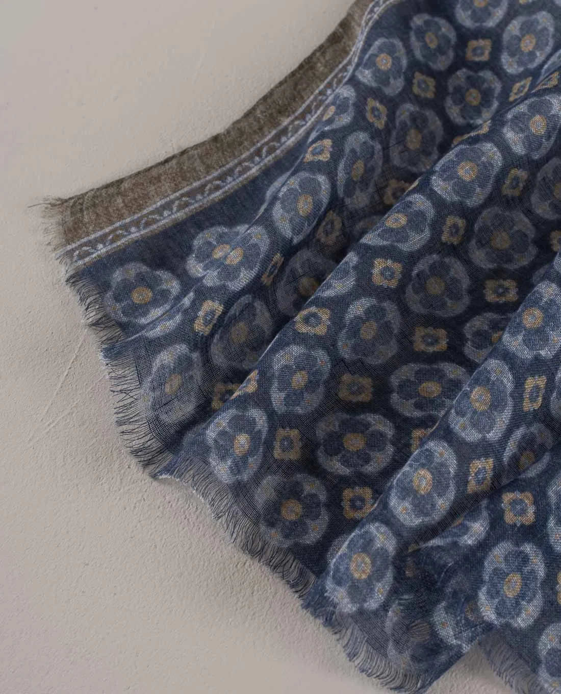 Linen Scarf - Blue Medallion Print sold by Paolo Albizzati product image thumbnail 2