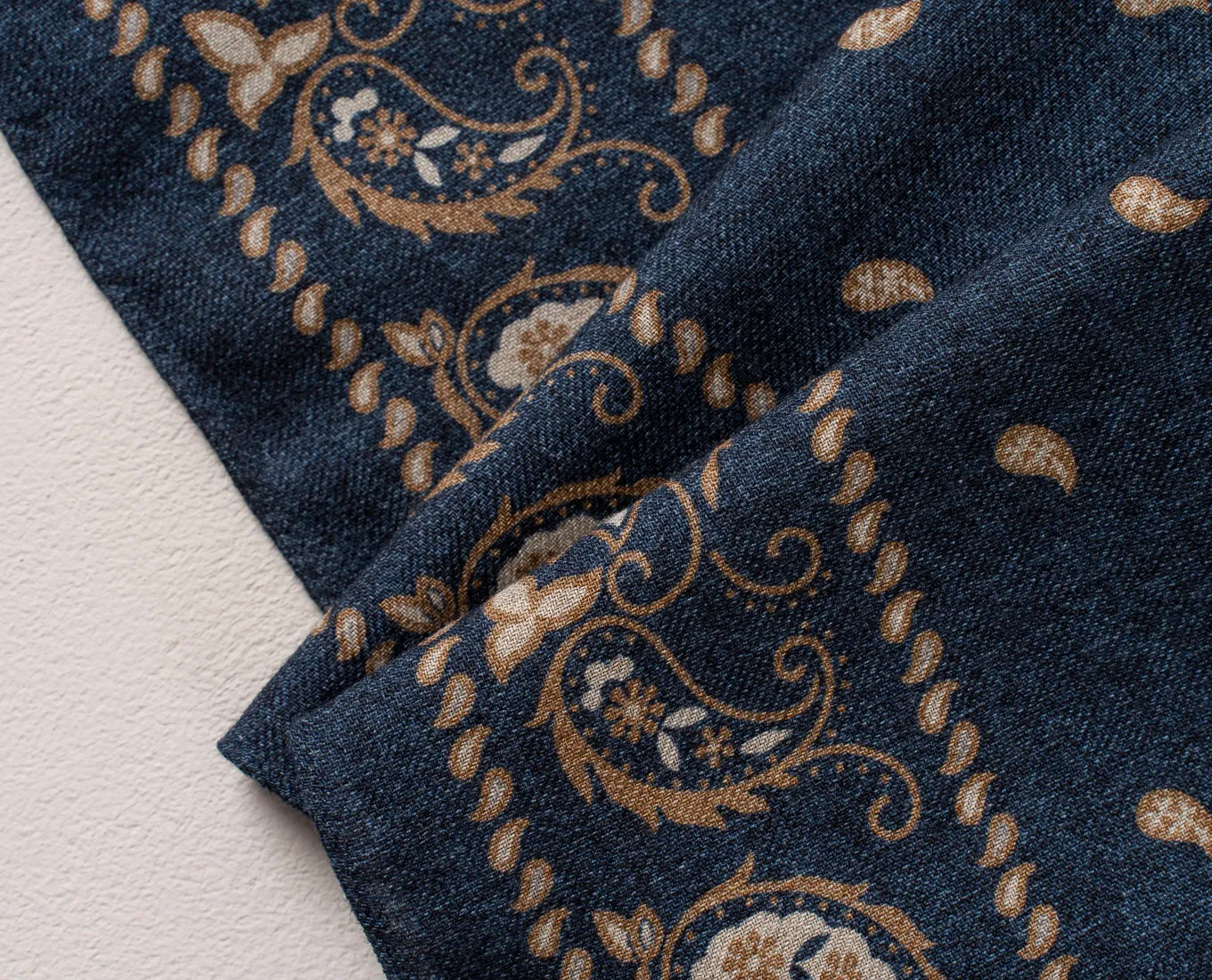Wool Printed Scarf - Blue Melange Essential Paisley Motif sold by Paolo Albizzati product image thumbnail 5