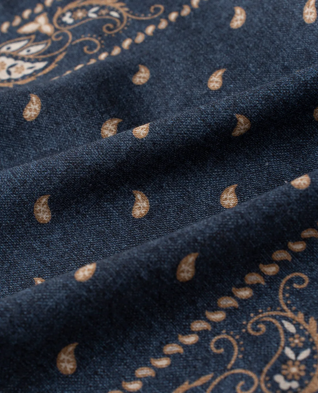 Wool Printed Scarf - Blue Melange Essential Paisley Motif sold by Paolo Albizzati product image thumbnail 3
