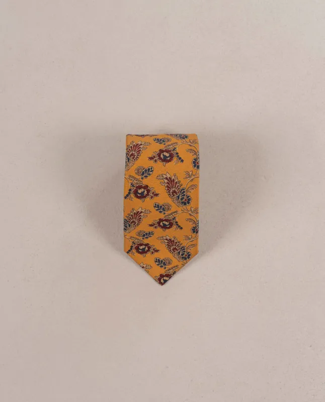 Vintage Floral Print Madder Silk Tie - Yellow sold by Paolo Albizzati