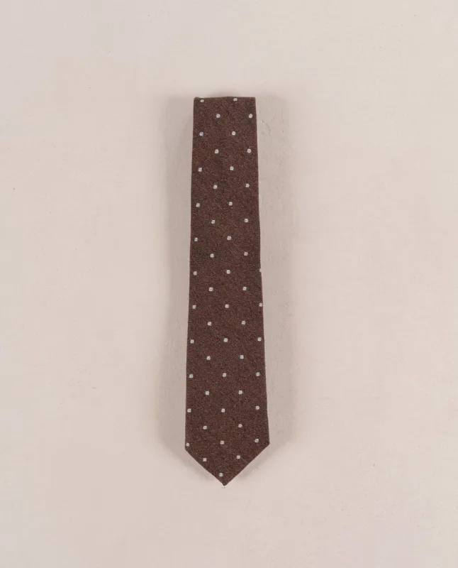 Cashmere Tie-Brown with Grey dots sold by Paolo Albizzati