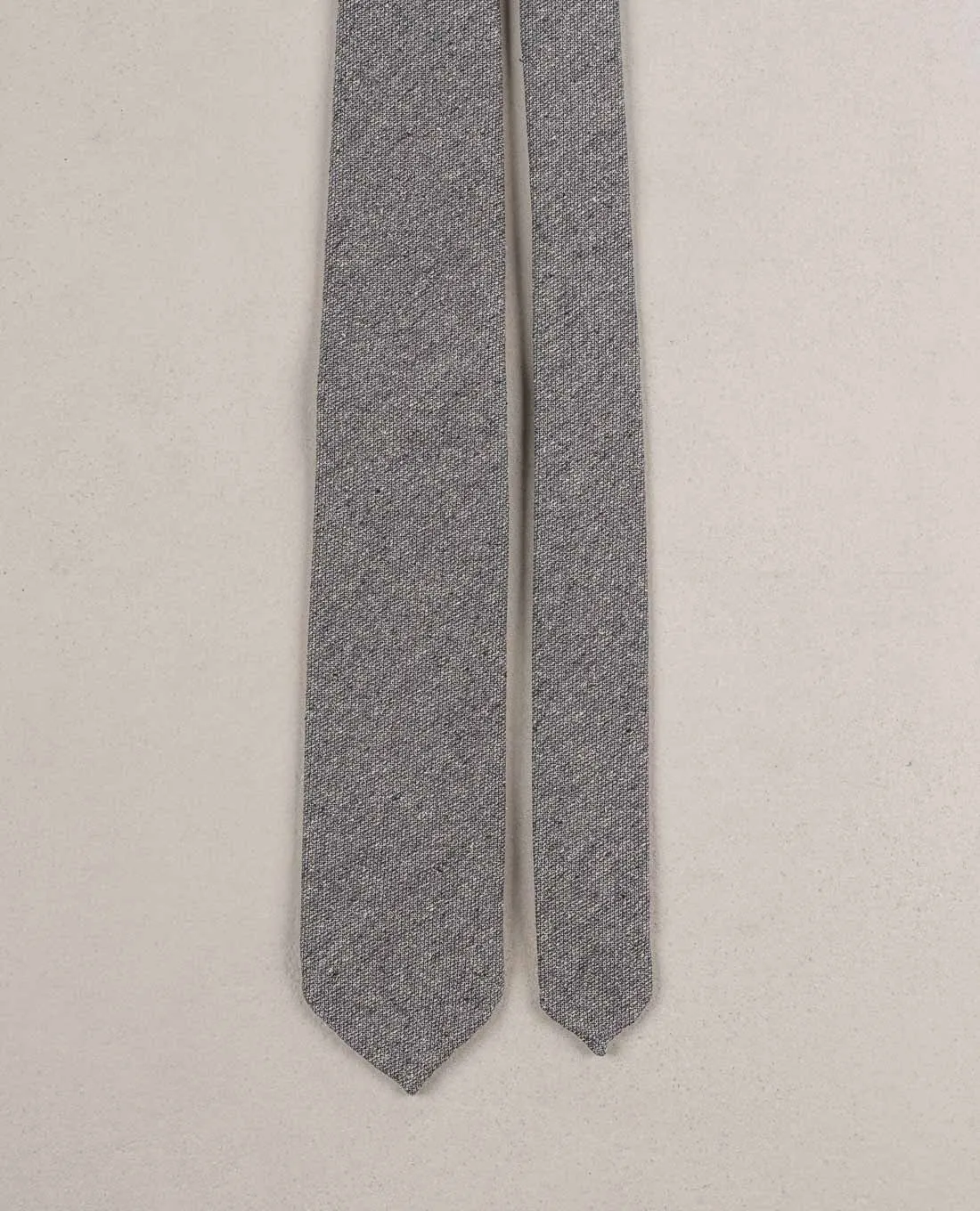 Textured Solid Woven Donegal Silk Tie - Grey sold by Paolo Albizzati product image thumbnail 2