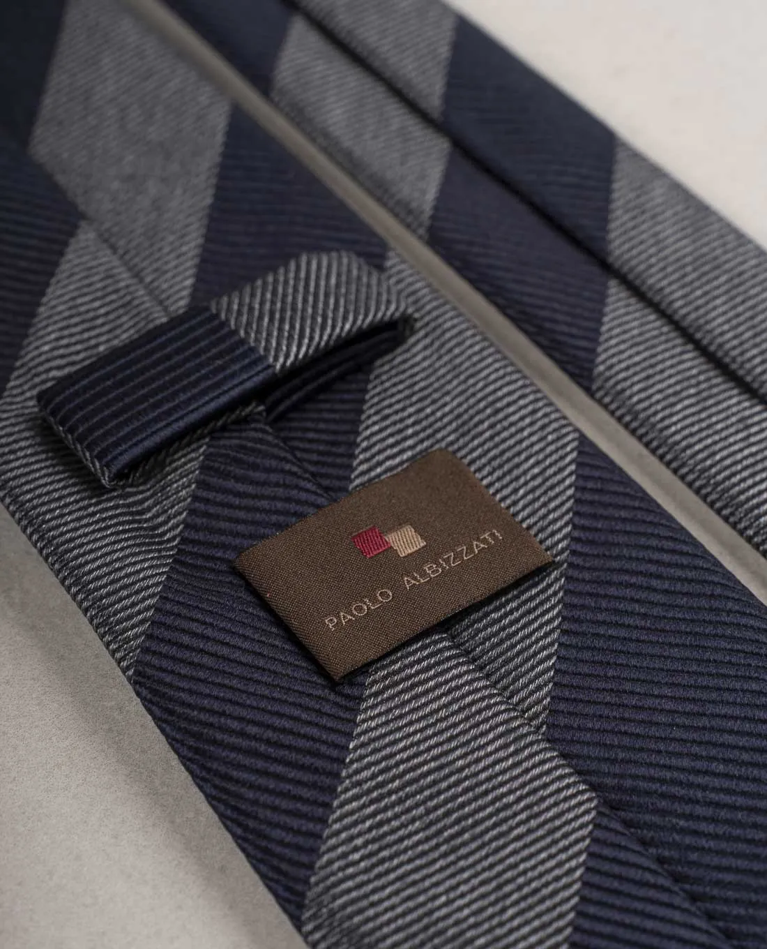 Striped Woven Silk Tie - Navy Blue and Grey sold by Paolo Albizzati product image thumbnail 3