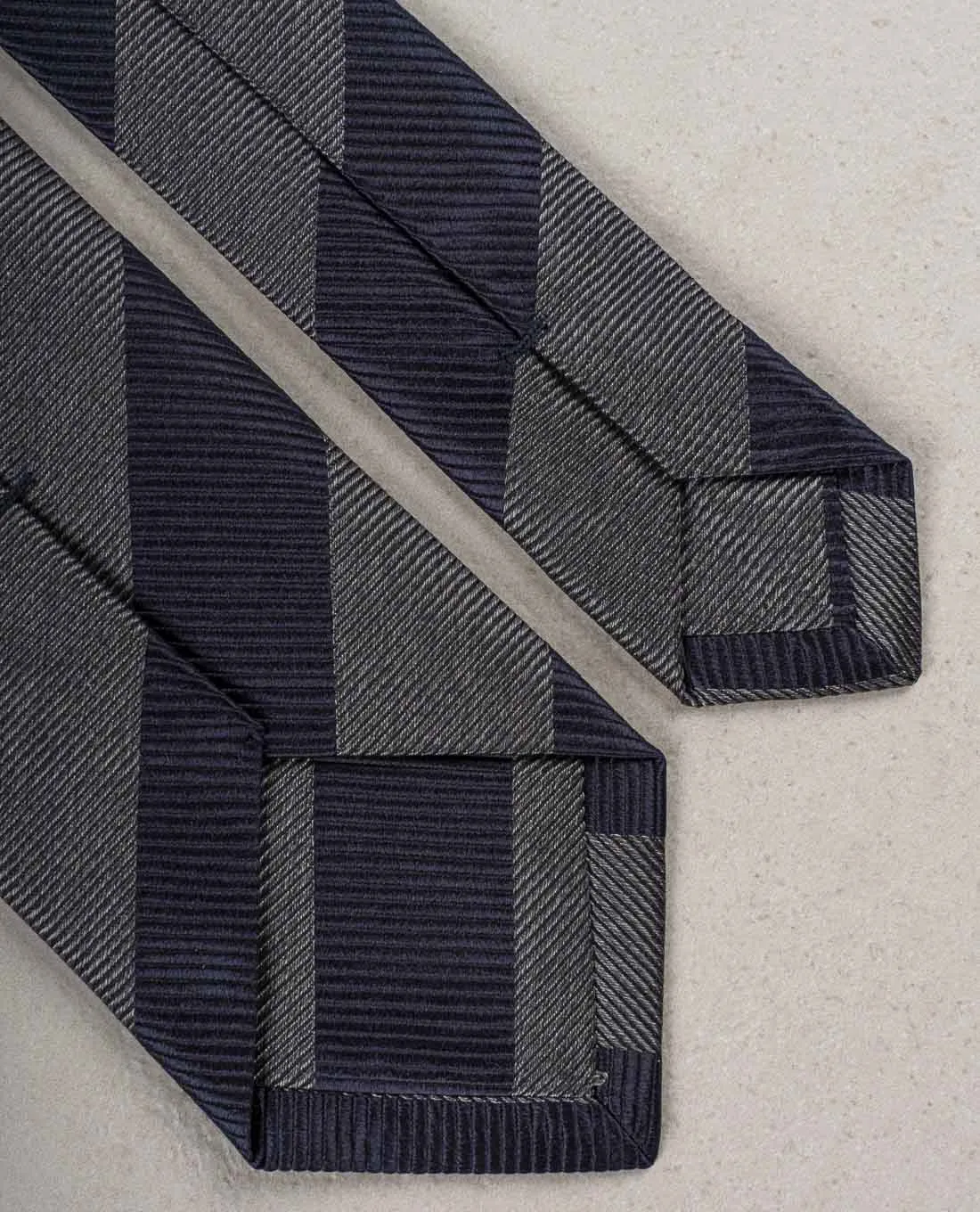 Striped Woven Silk Tie - Navy Blue and Grey sold by Paolo Albizzati product image thumbnail 4