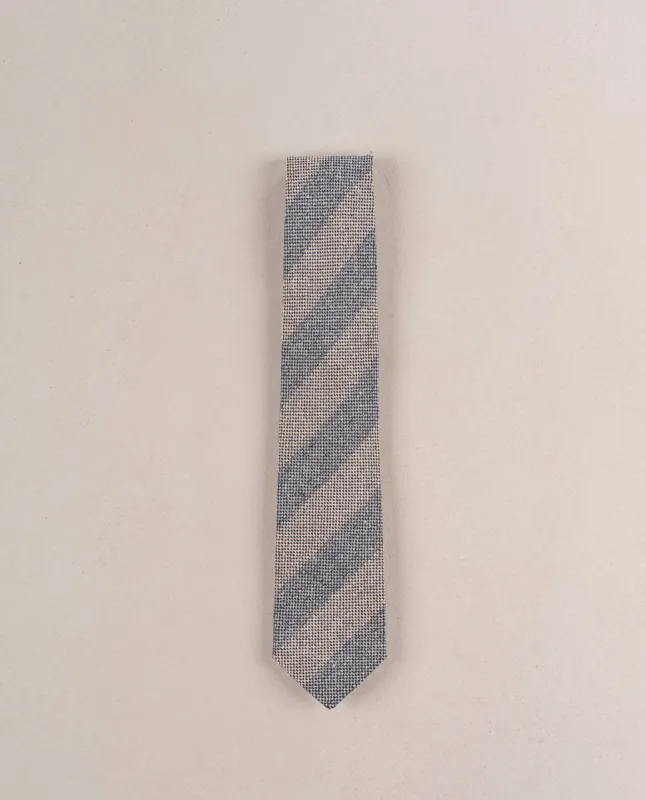 Striped Woven Donegal Silk Tie - grey and beige sold by Paolo Albizzati