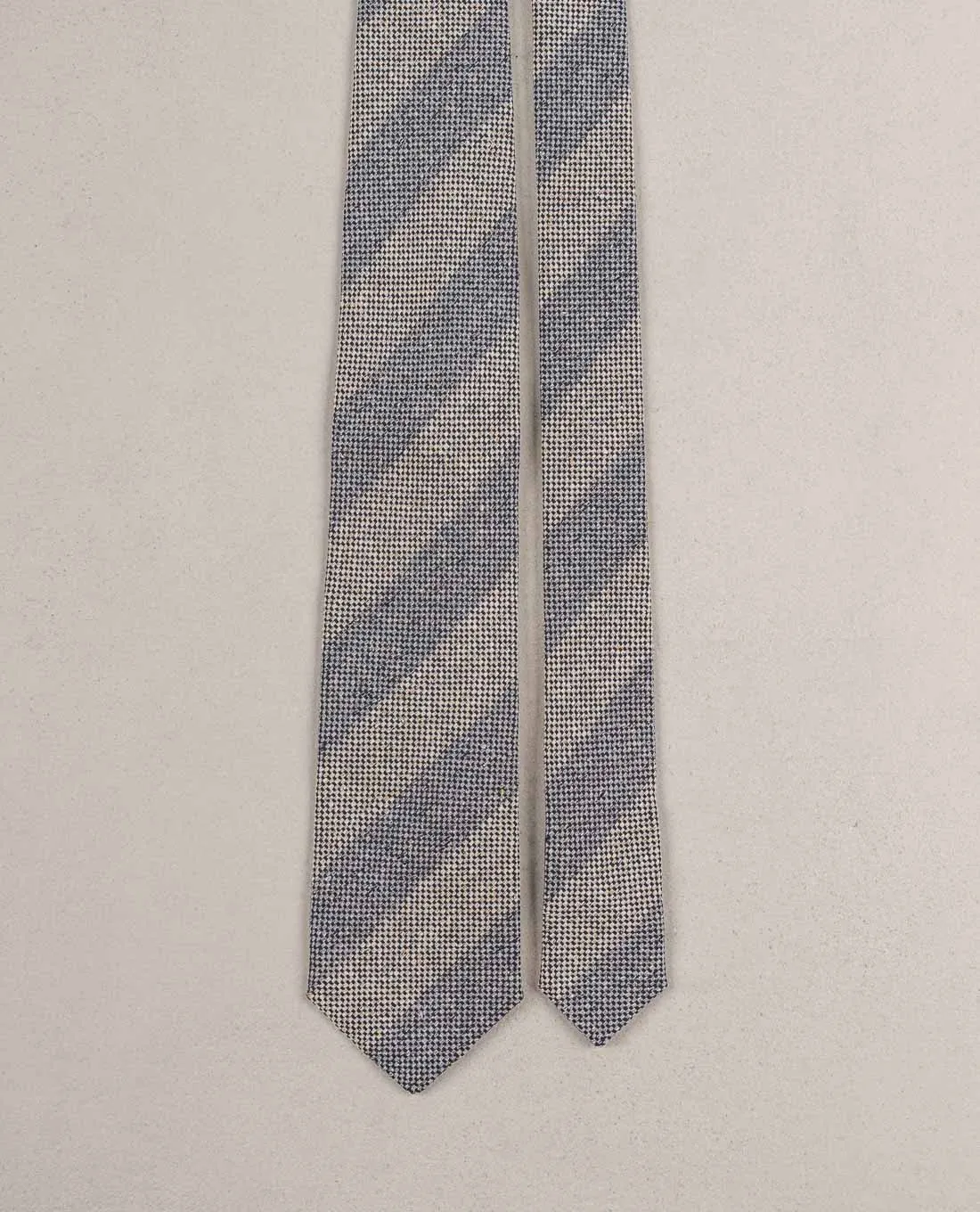 Striped Woven Donegal Silk Tie - grey and beige sold by Paolo Albizzati product image thumbnail 3