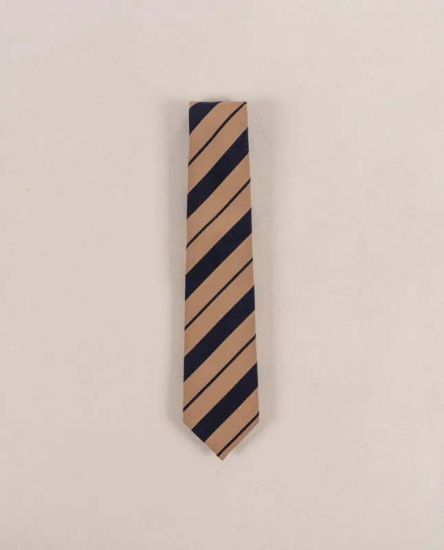 Stripe Wool Blend Tie - Navy blue and beige sold by Paolo Albizzati