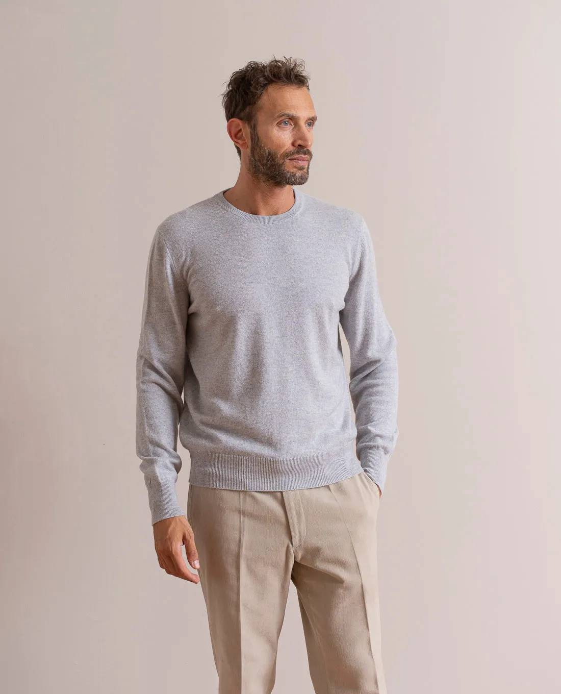 Pure Cashmere Sweater - Grey Melange sold by Paolo Albizzati