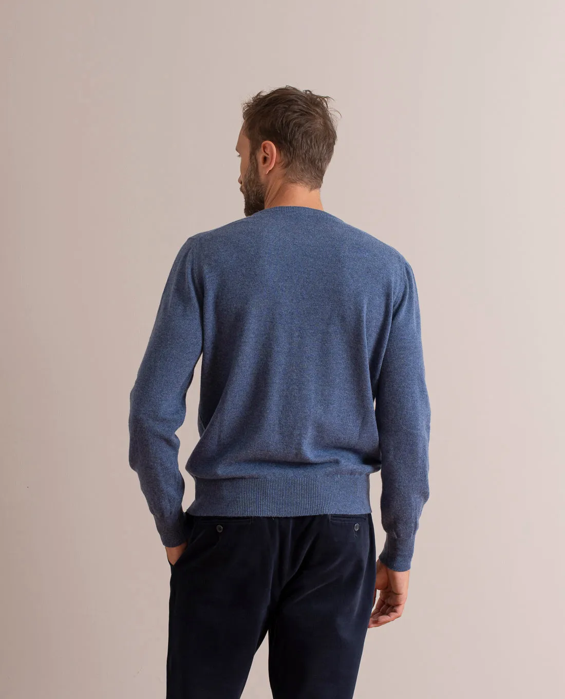 Pure Cashmere Sweater - Denim Blue Melange sold by Paolo Albizzati product image thumbnail 4