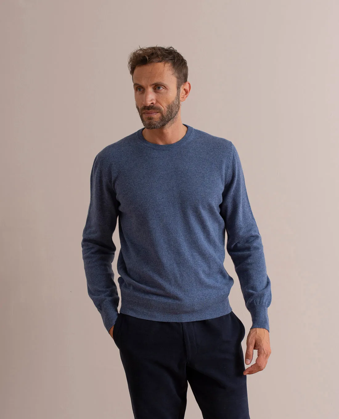 Pure Cashmere Sweater - Denim Blue Melange sold by Paolo Albizzati product image thumbnail 2