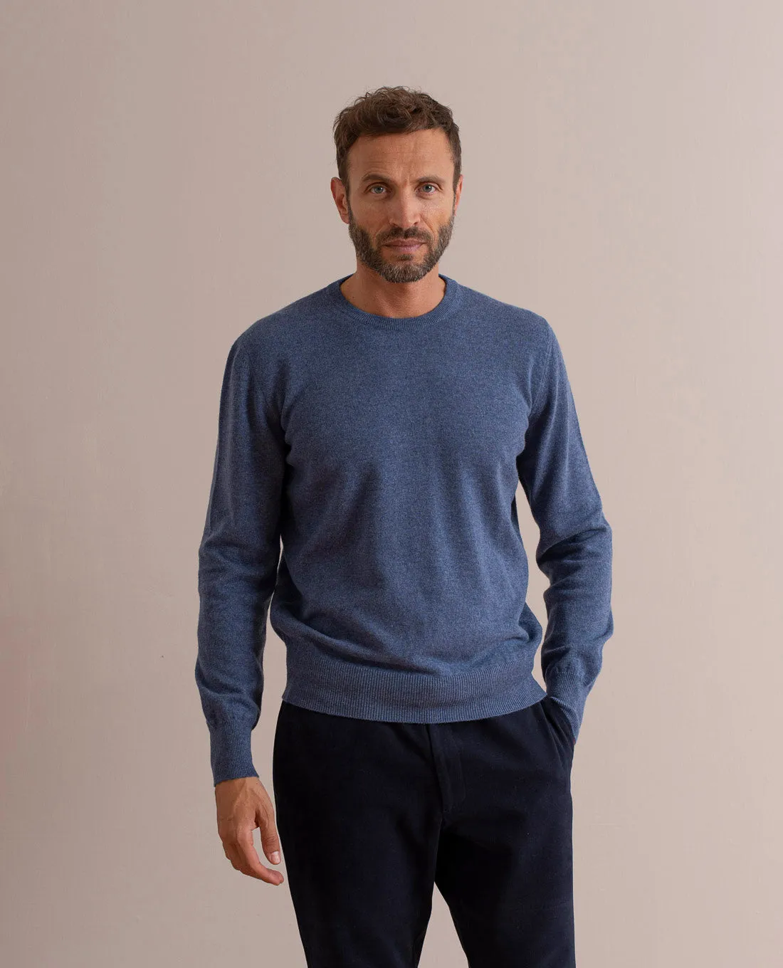 Pure Cashmere Sweater - Denim Blue Melange sold by Paolo Albizzati product image thumbnail 3
