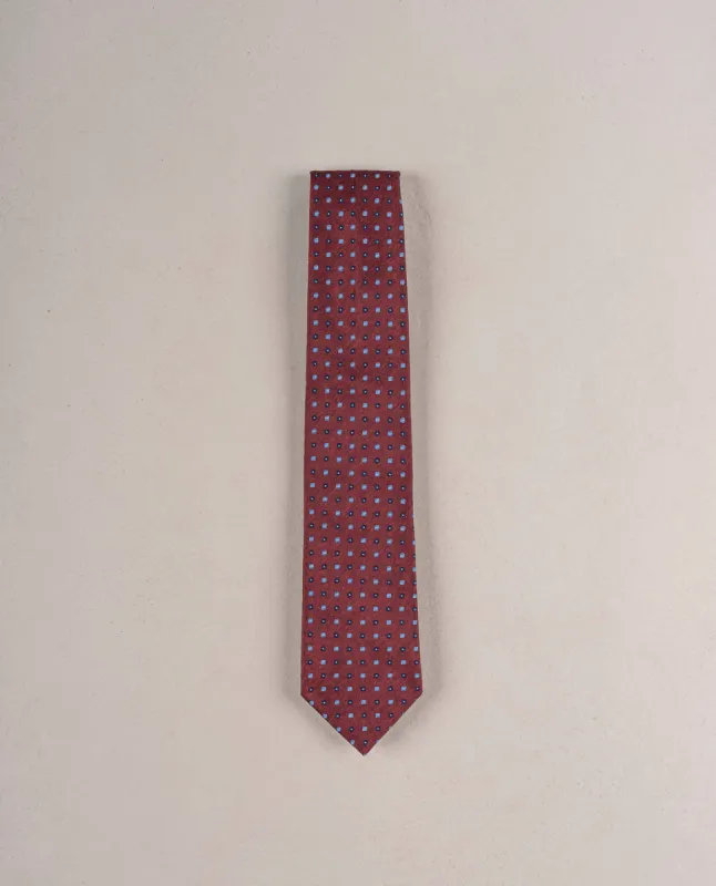 Micro Motif Woven Silk Tie - Burgundy sold by Paolo Albizzati