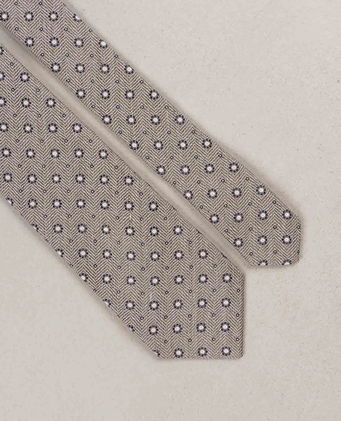 Micro Medallion Silk Blend Woven Tie - Beige sold by Paolo Albizzati product image thumbnail 4