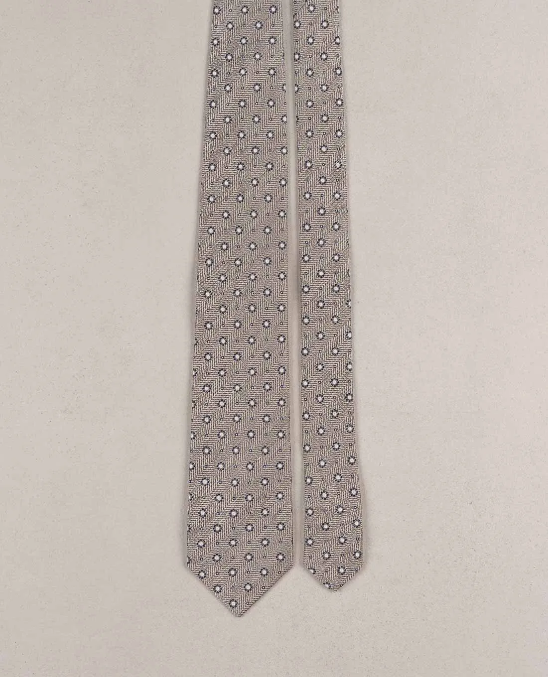 Micro Medallion Silk Blend Woven Tie - Beige sold by Paolo Albizzati product image thumbnail 3